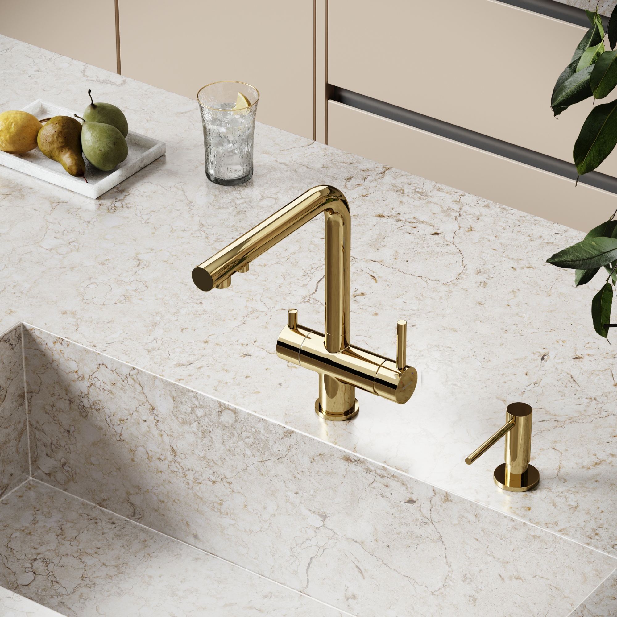 Смеситель для кухни SANCOS Foster с возможностью подключения фильтра для воды, цвет полированное золото, арт. SC4014ZG