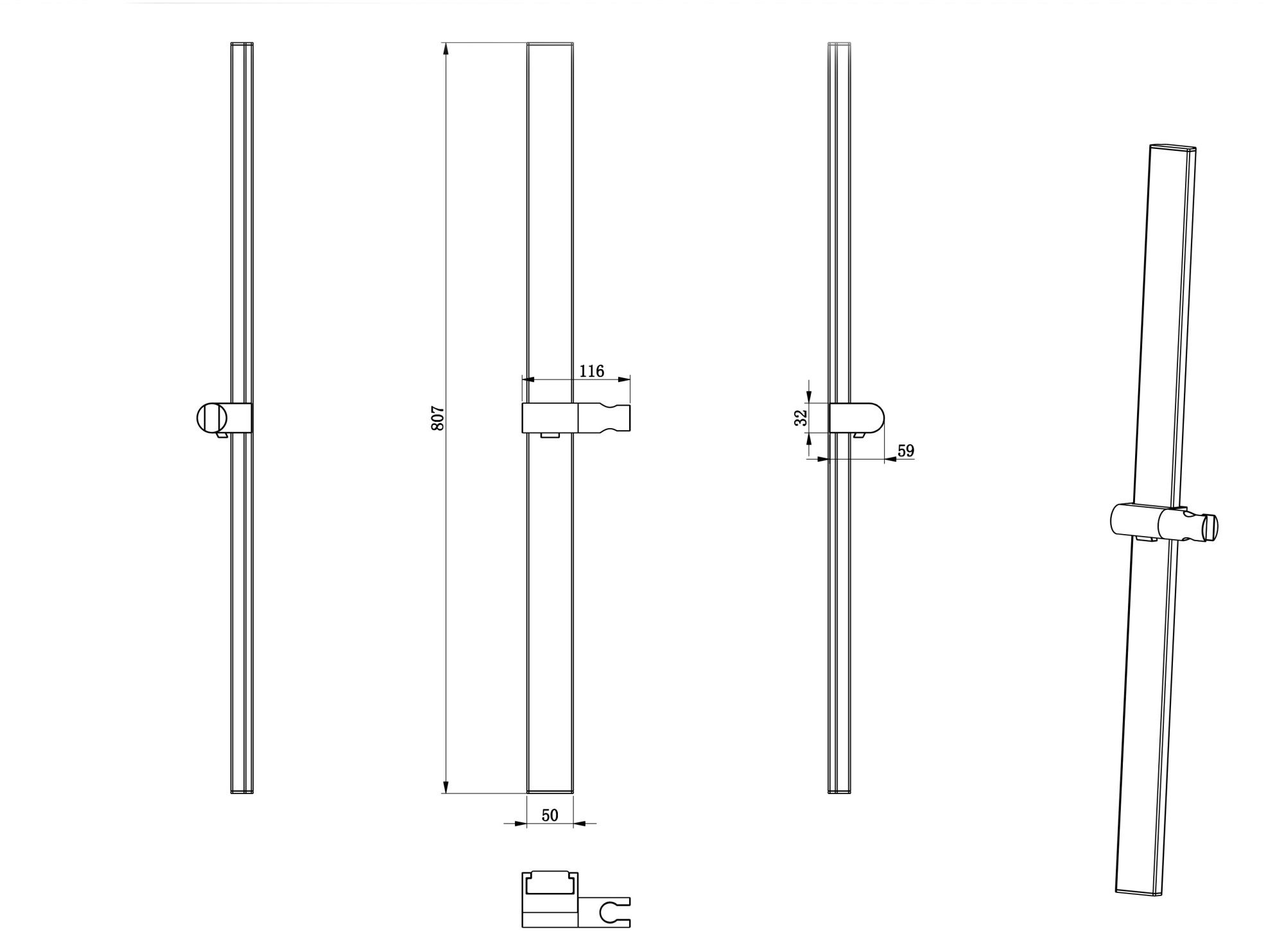 Душевая штанга wonzon & woghand, темный графит (ww-986210-bgm)