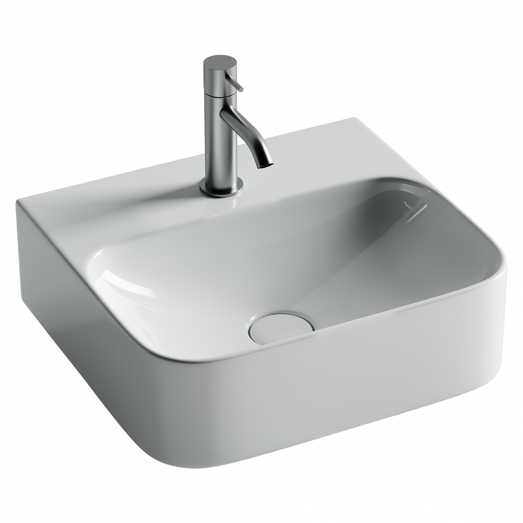 Умывальник aura с 1 отверстием для смесителя, без перелива 430x390x135мм