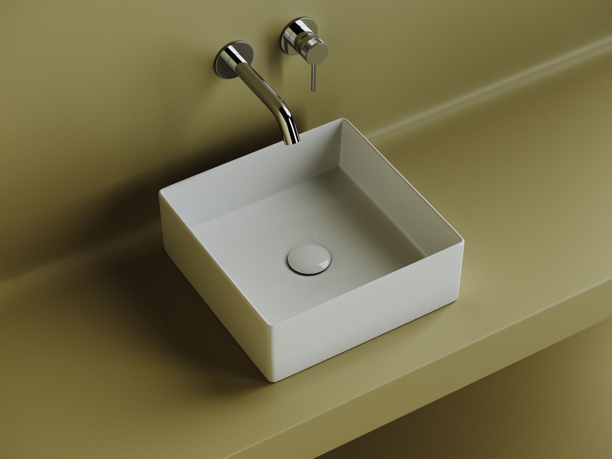 Раковина накладная квадратная 361x361x130, цвет белый, арт.сn6068