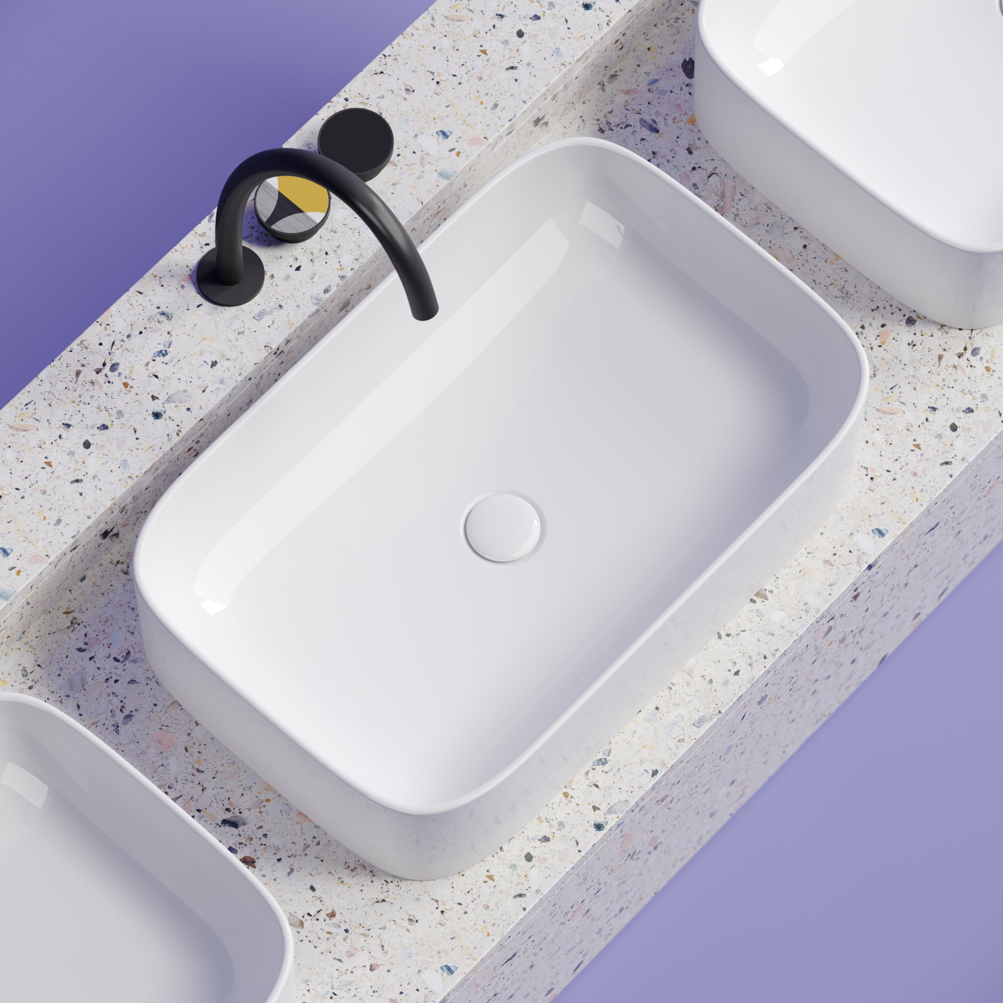 Умывальник чаша накладная прямоугольная element 605x380x150мм