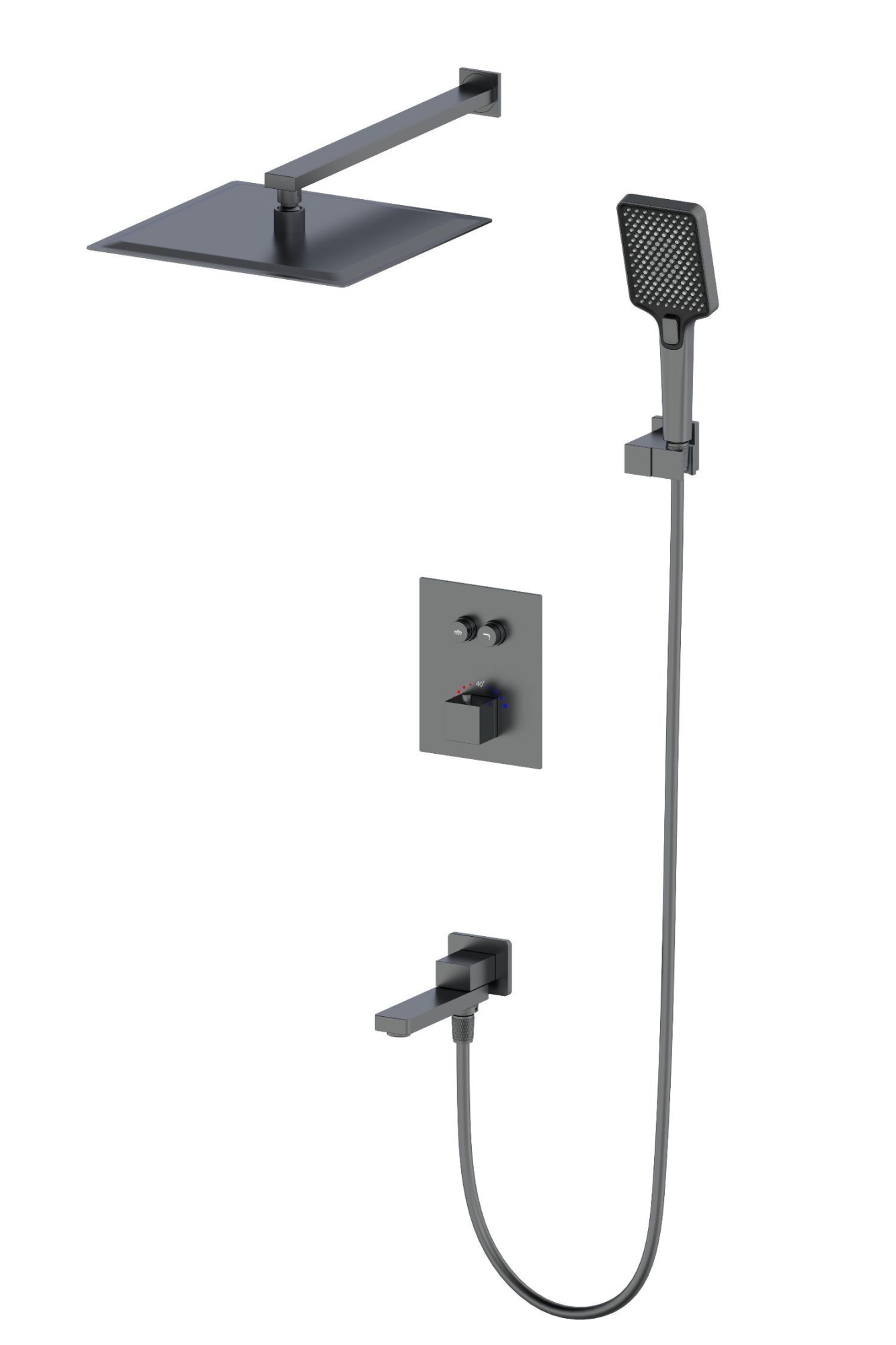 Душевая система с термостатом встраиваемая wonzon & woghand, темный графит (ww-88929003-bgm)