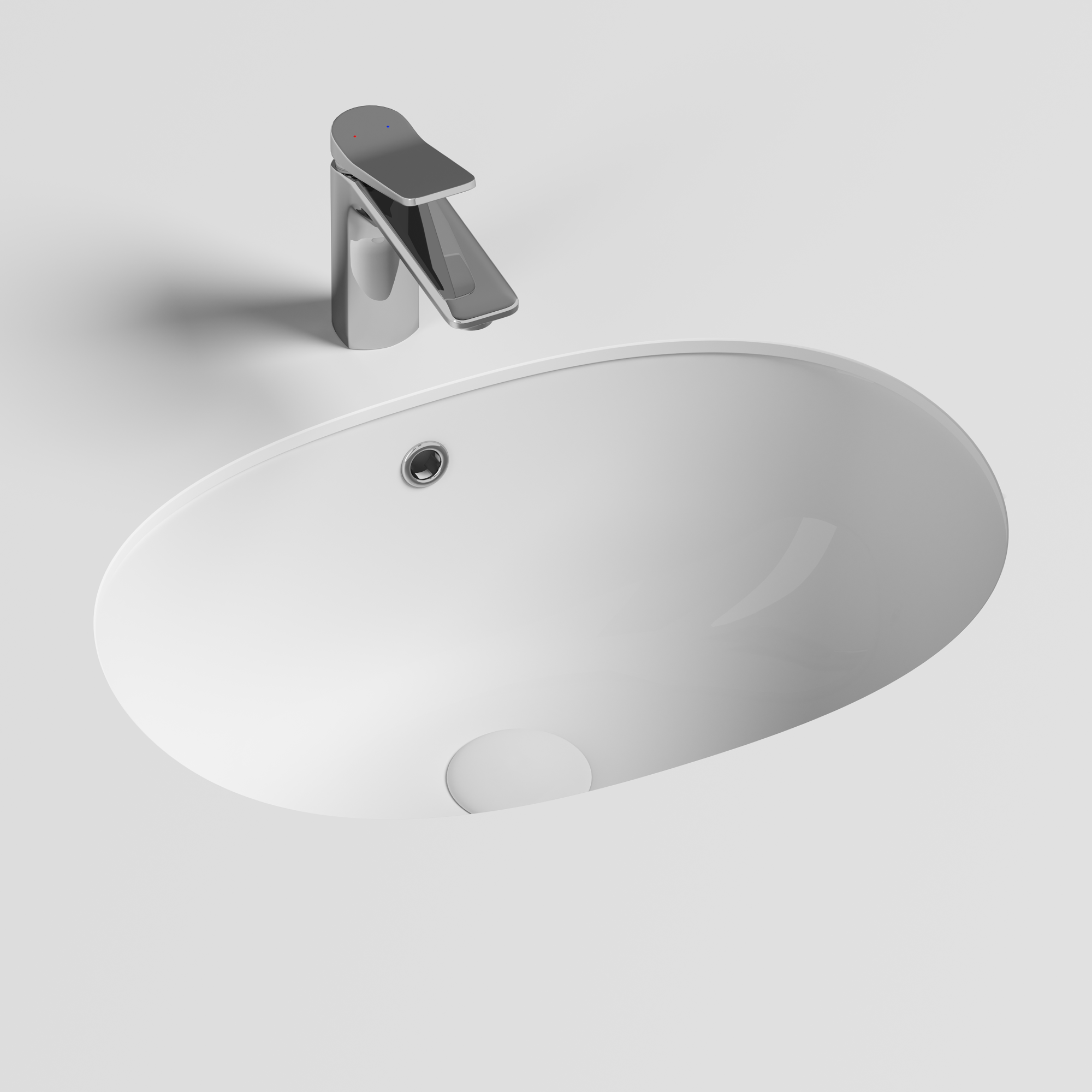 Умывальник овальный встраиваемый под столешницу element 565x385x210мм, с крепежом и шаблоном для установки