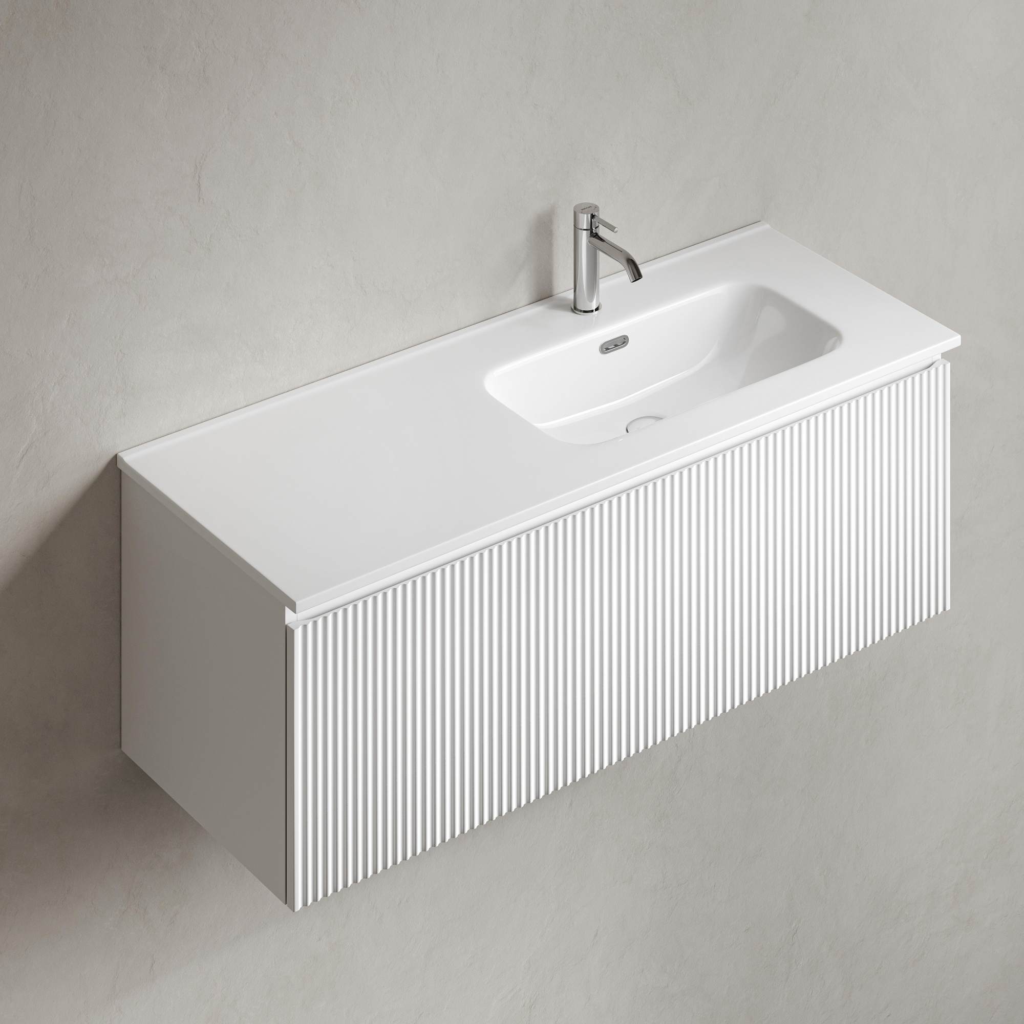 Тумба подвесная SANCOS Snob R 1.0 1195х445х406, c одним ящиком оснащенным доводчиками, Bianco , арт.SNR1.0120RW