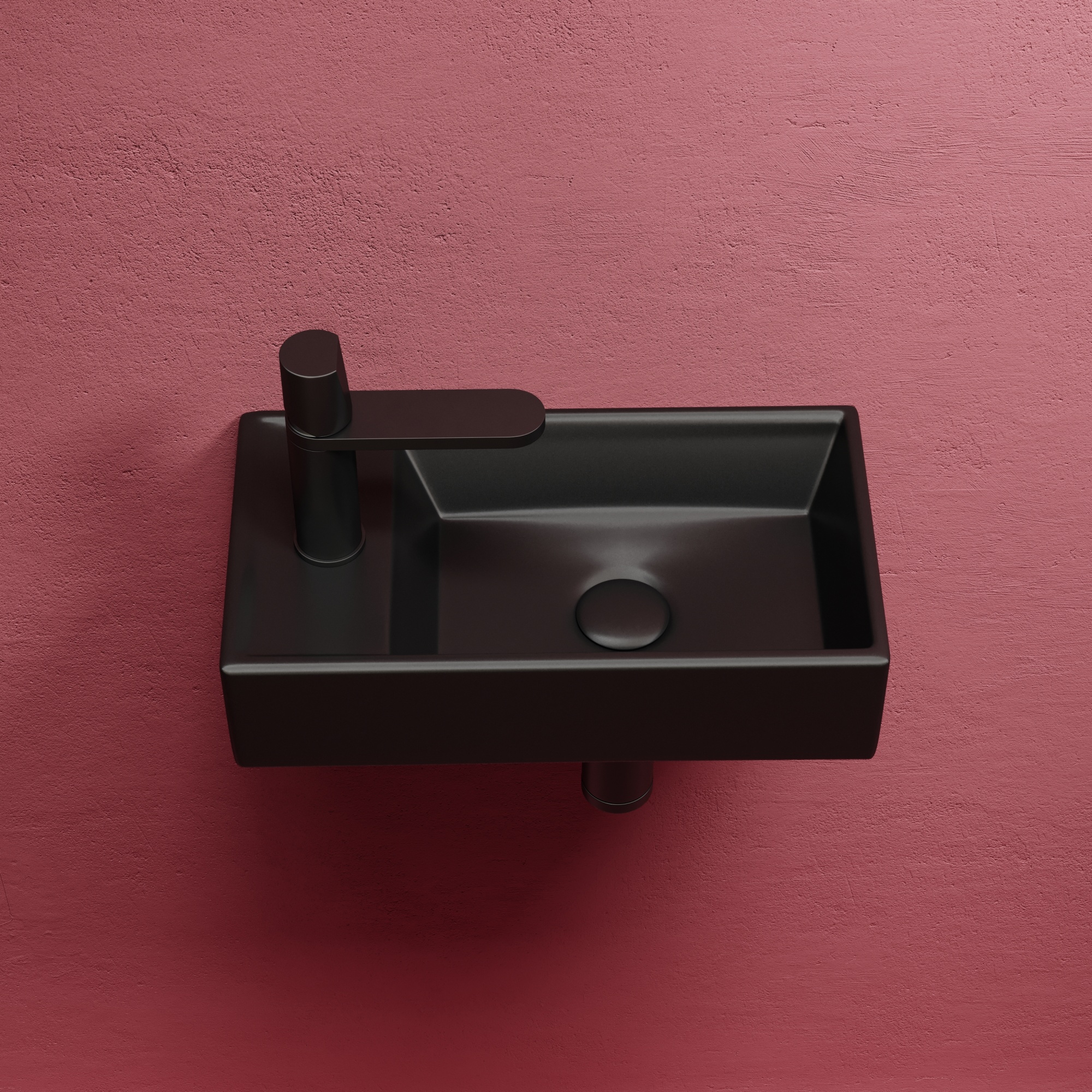 Умывальник подвесной прямоугольный (чаша справа, отверстие под смеситель слева) цвет черный матовый element 407x217x100