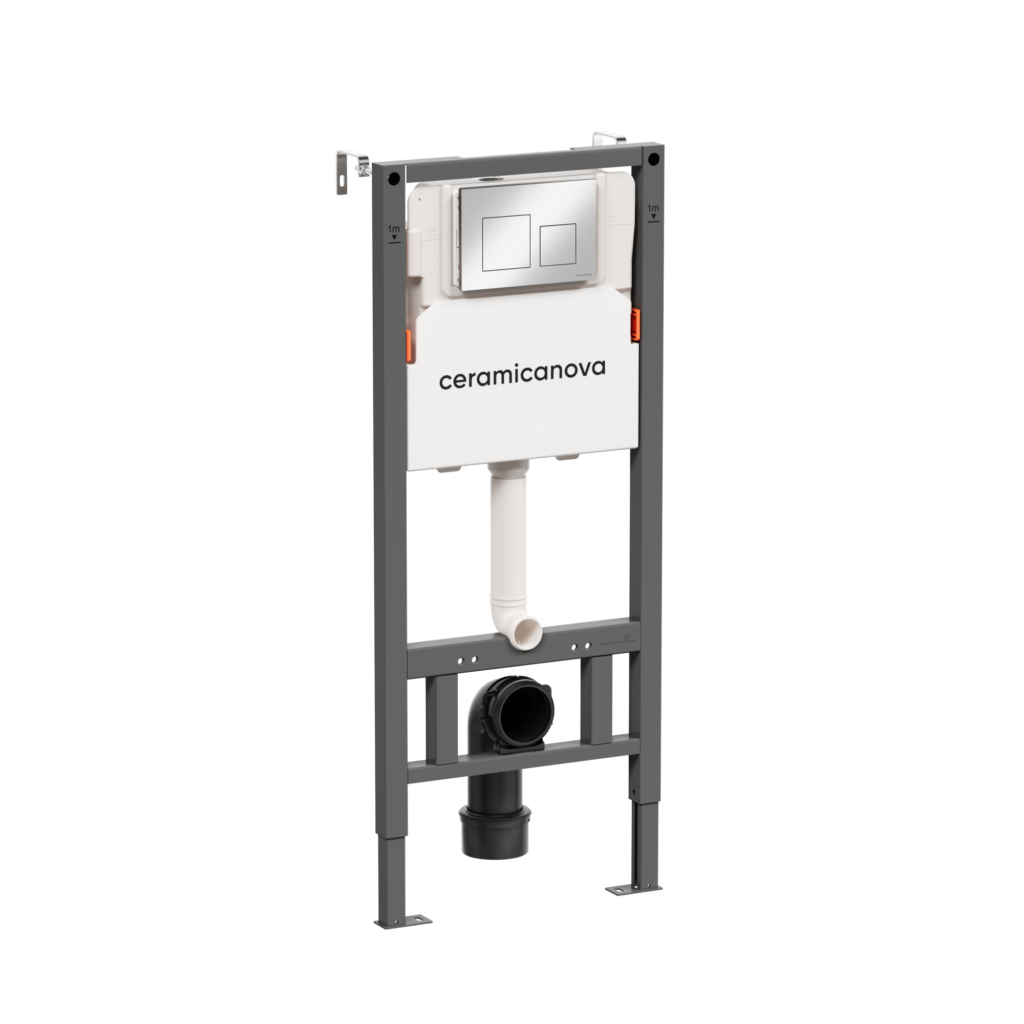 Система инсталляции для унитазов ceramicanova balance с кнопкой смыва square, цвет  хром глянцевый, с креплениями, арт. cn121002ch