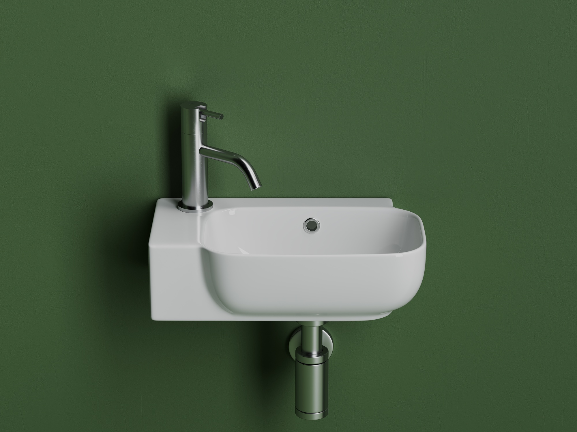 Рукомойник подвесной прямоугольный 403x249x140, с отверстием под смеситель  (чаша справа, отверстие под смеситель слева), цвет белый