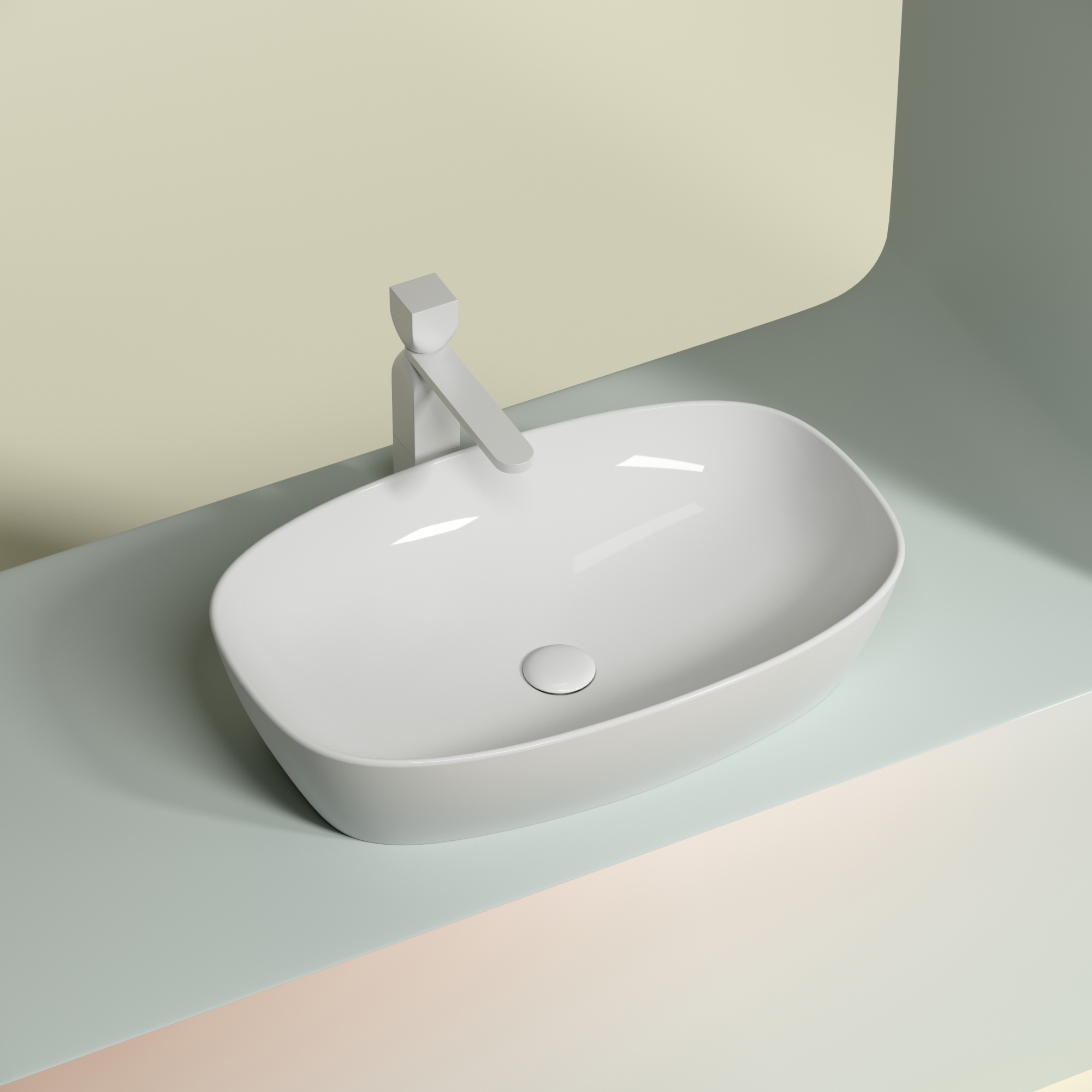 Умывальник чаша накладная овальная element 600x380x138мм