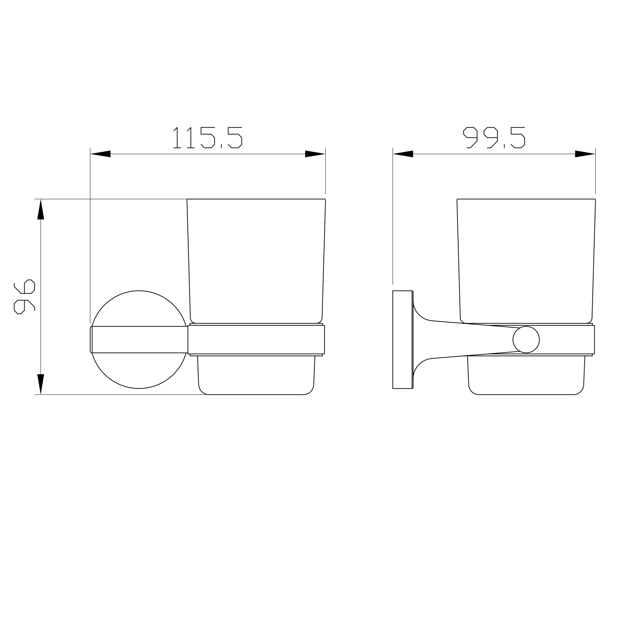 Стакан для зубных щеток с держателем wonzon & woghand simple, хром (ww-6521)