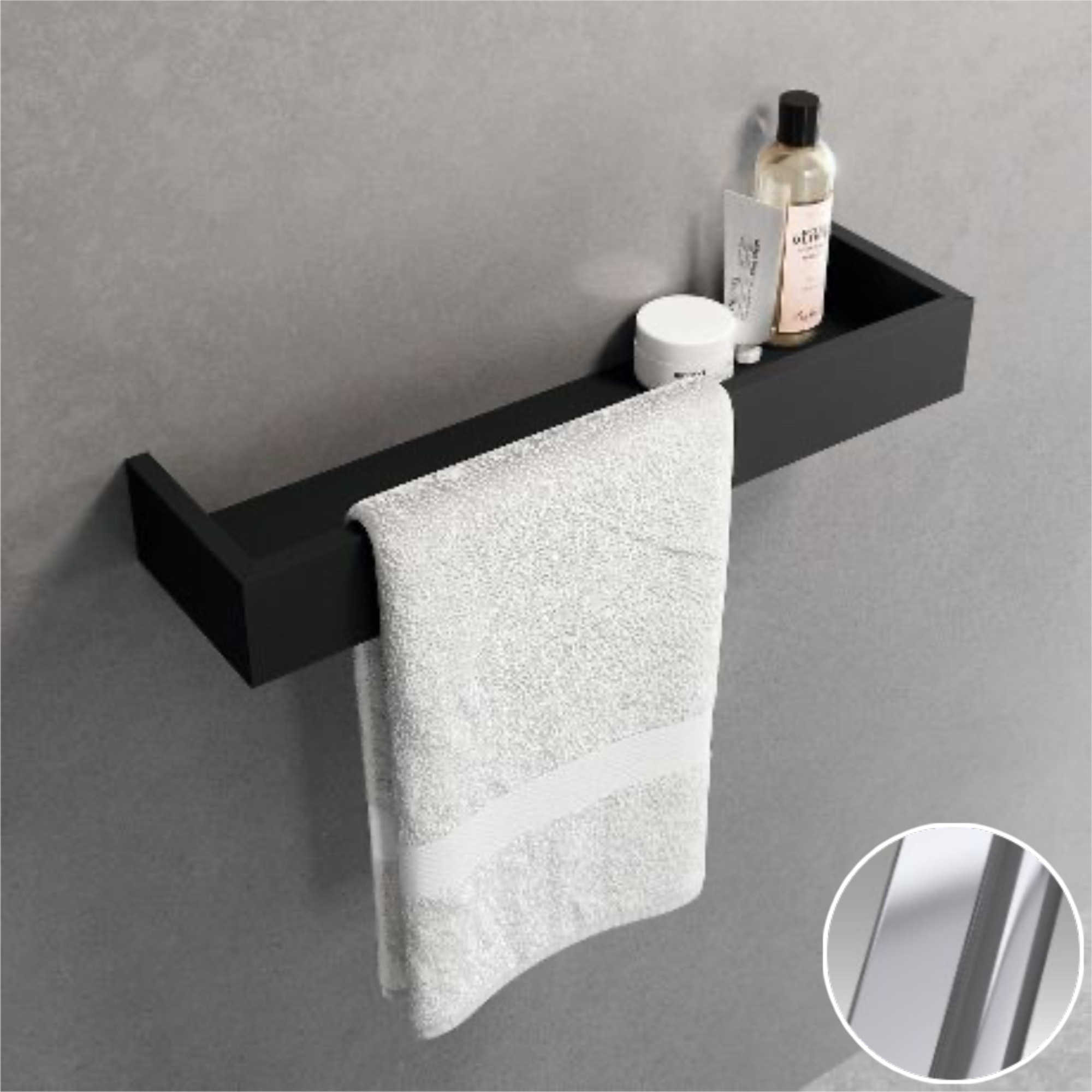 Полка с полотенцедержателем 45 см novellini frame r90akfmps45-b, цвет silver