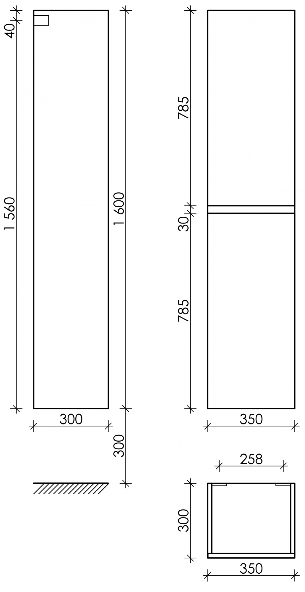 Шкаф-пенал sancos urban подвесной дуб галифакс натуральный, 350х300х1600 мм, арт. pur35eg