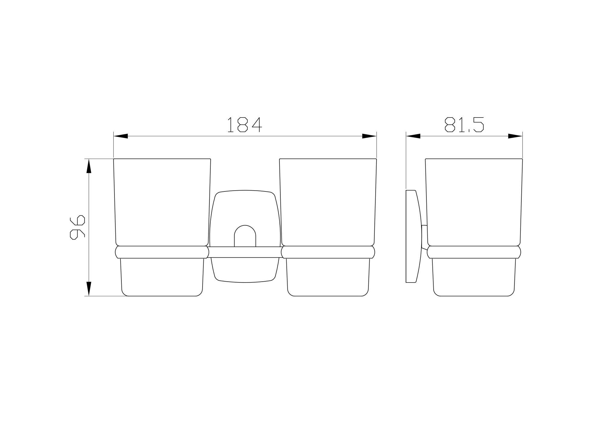 Два стакана для зубных щеток с держателем wonzon & woghand porto, хром (ww-1801)