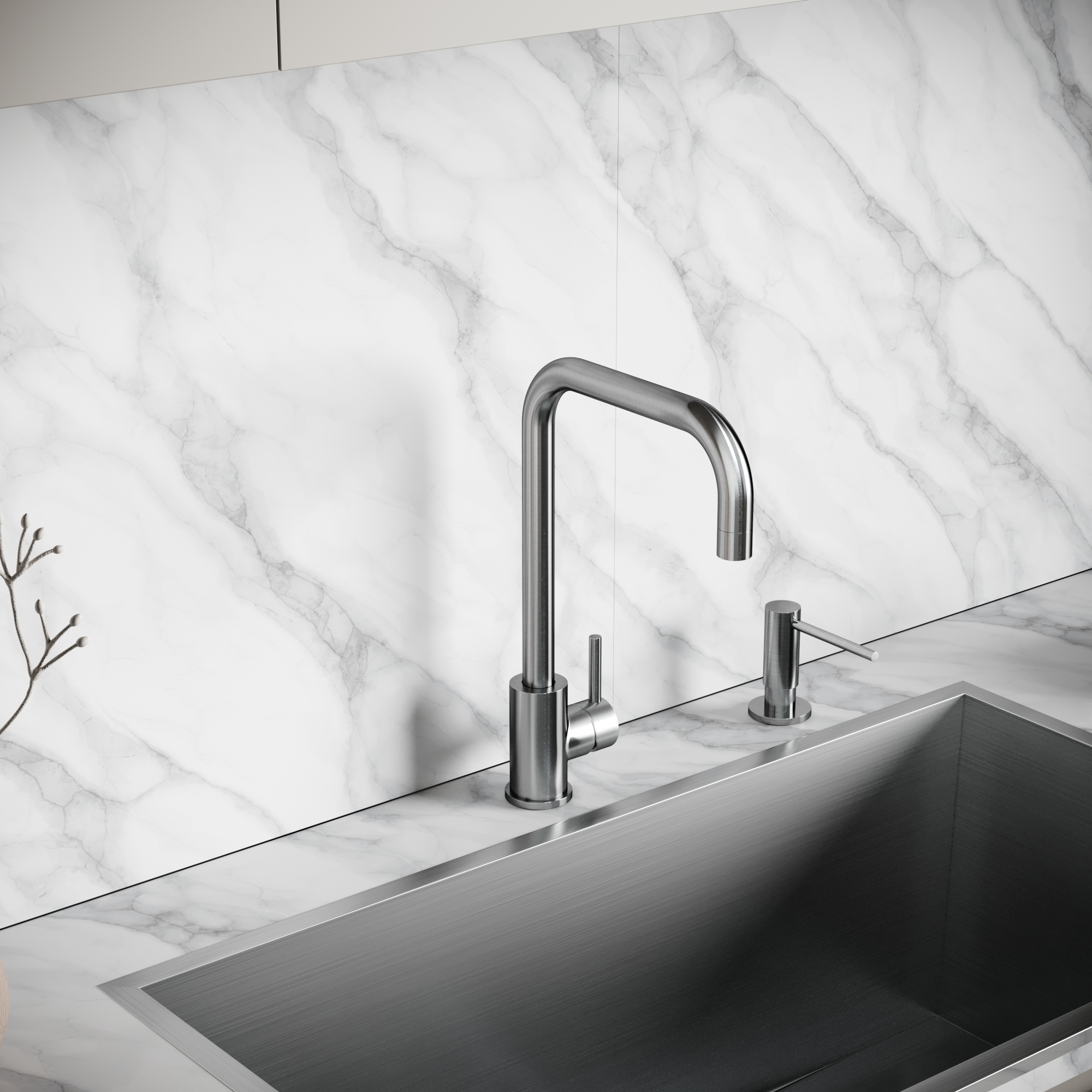 Смеситель для кухни из нержавеющей стали Sancos Stainless, с поворотным Г изливом, арт SC12002SS