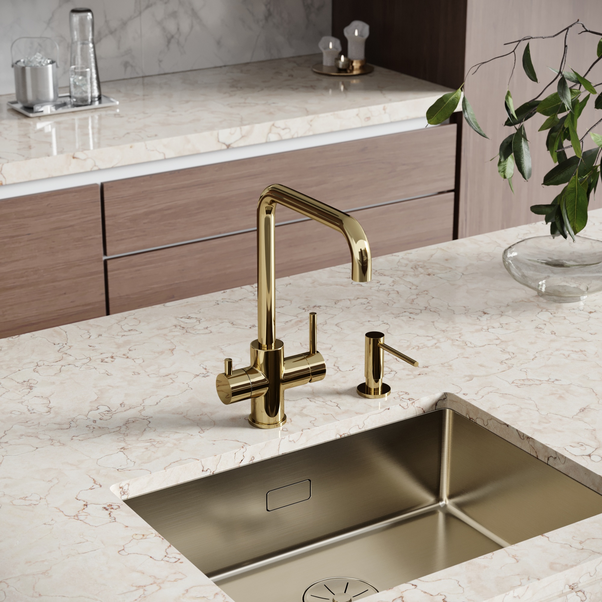Смеситель для кухни SANCOS Vela с возможностью подключения фильтра для воды, цвет полированное золото, арт. SC4013ZG