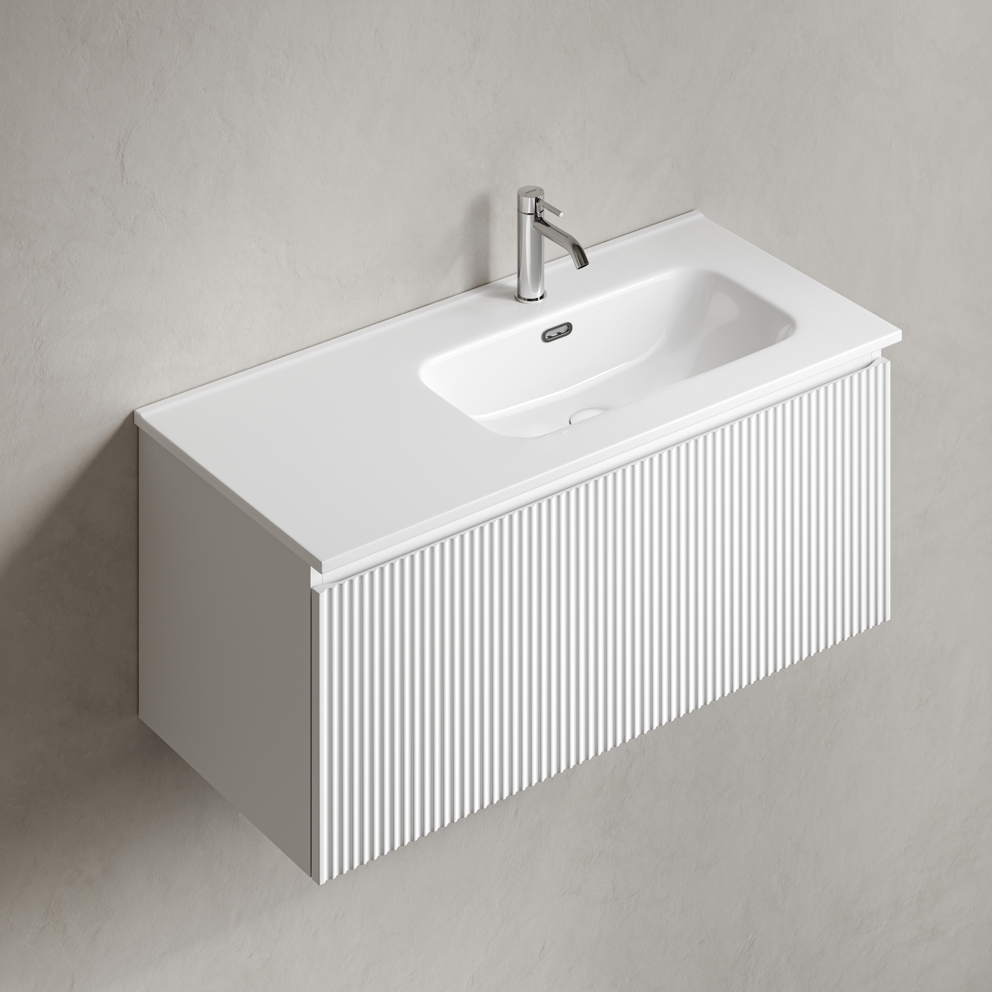 Тумба подвесная SANCOS Snob R 1.0 995х445х406, c одним ящиком оснащенным доводчиками, Bianco , арт.SNR1.0100RW