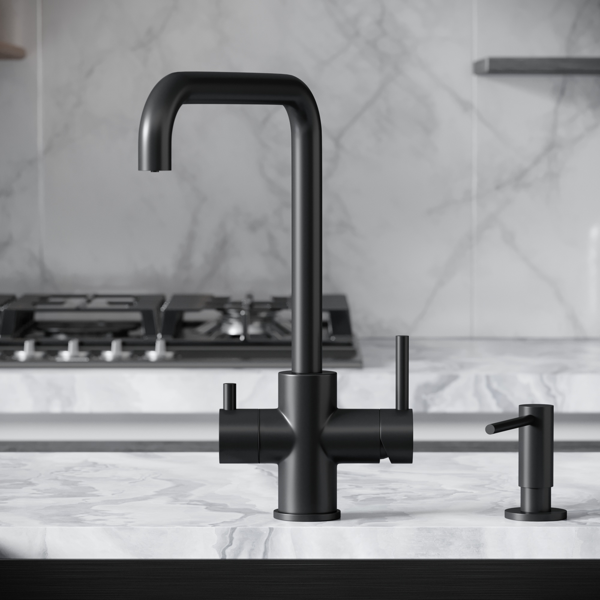 Смеситель для кухни SANCOS Vela с возможностью подключения фильтра для воды, цвет черный матовый, арт. SC4013MB