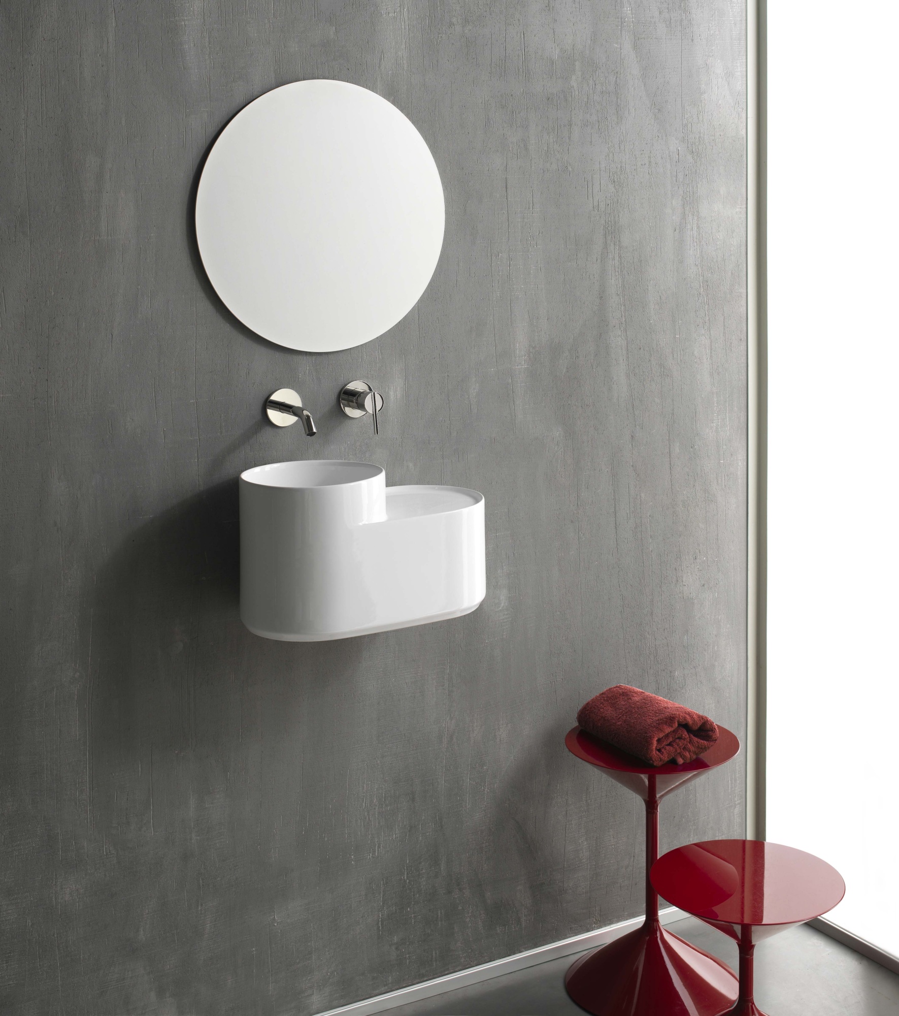 Раковина подвесная aet kombo tondo, 46х21 h. 28 см., с 1-м отверстием под смеситель, крепеж в комплекте, цвет белый l468t0r1v1100