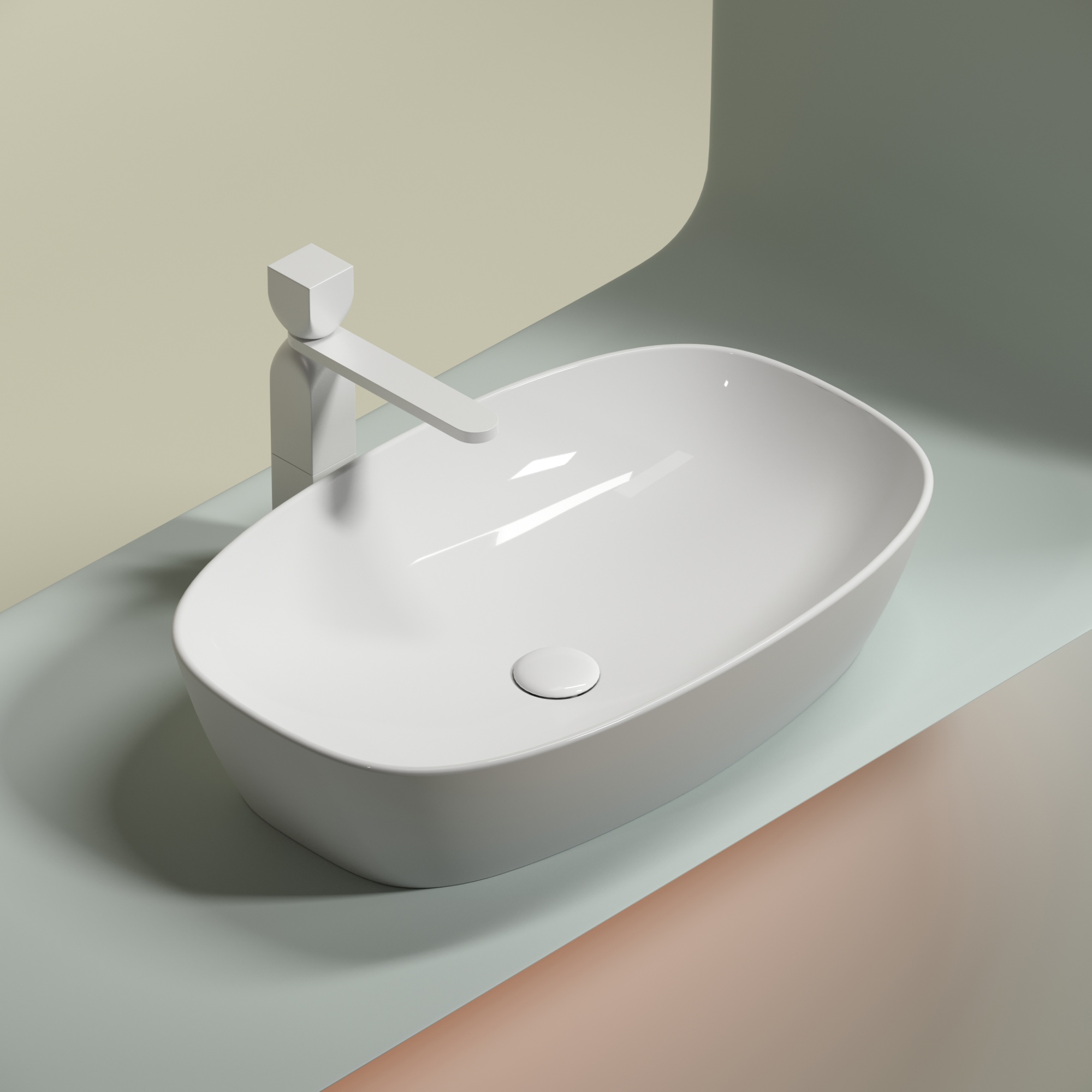 Умывальник чаша накладная овальная element 600x380x138мм