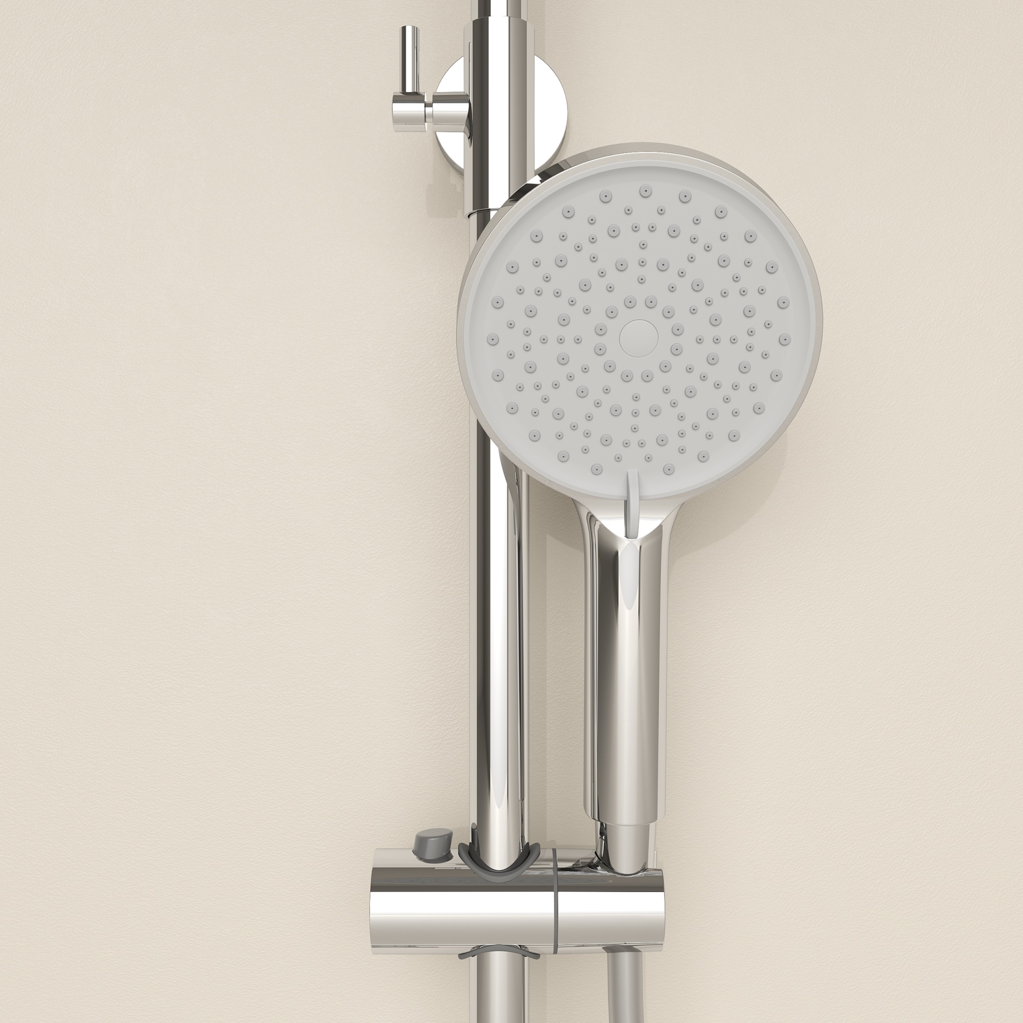 Душевая стойка Sancos Teo c термостатом, с регулировкой по высоте, цвет хром, арт. SC11001CH