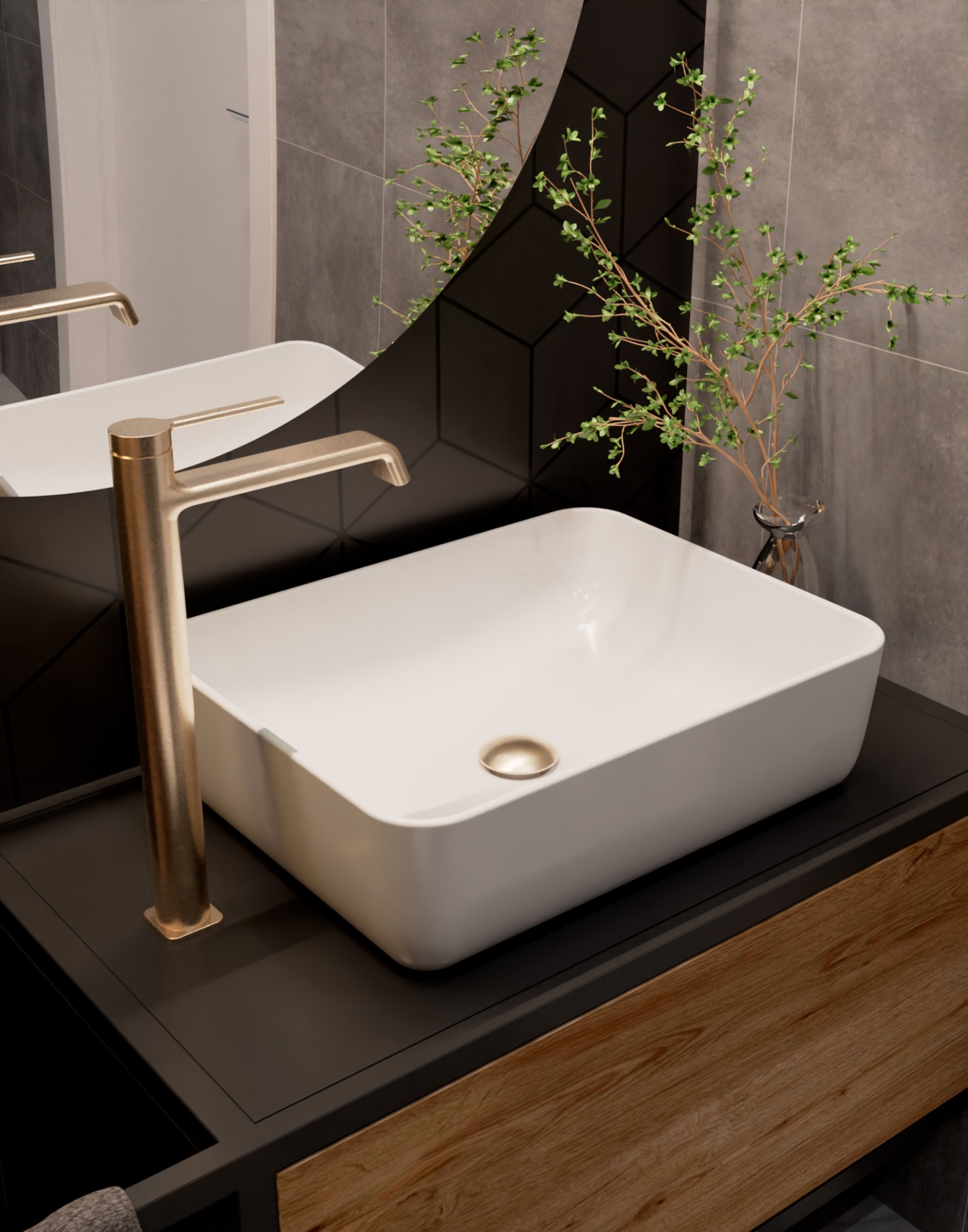 Aqm6414bg asti смеситель для раковины однорычажный, brushed gold