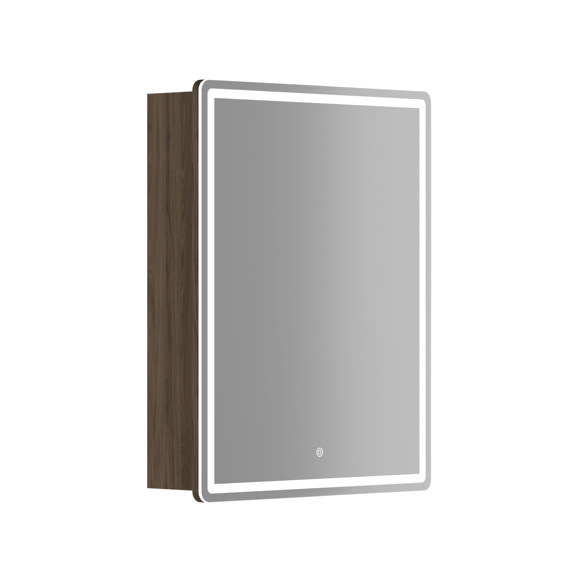 Зеркальный шкаф для ванной комнаты sancos mirror 590x150х740 мм, с led подсветкой, цвет дуб чарльстон, арт. mi60ech