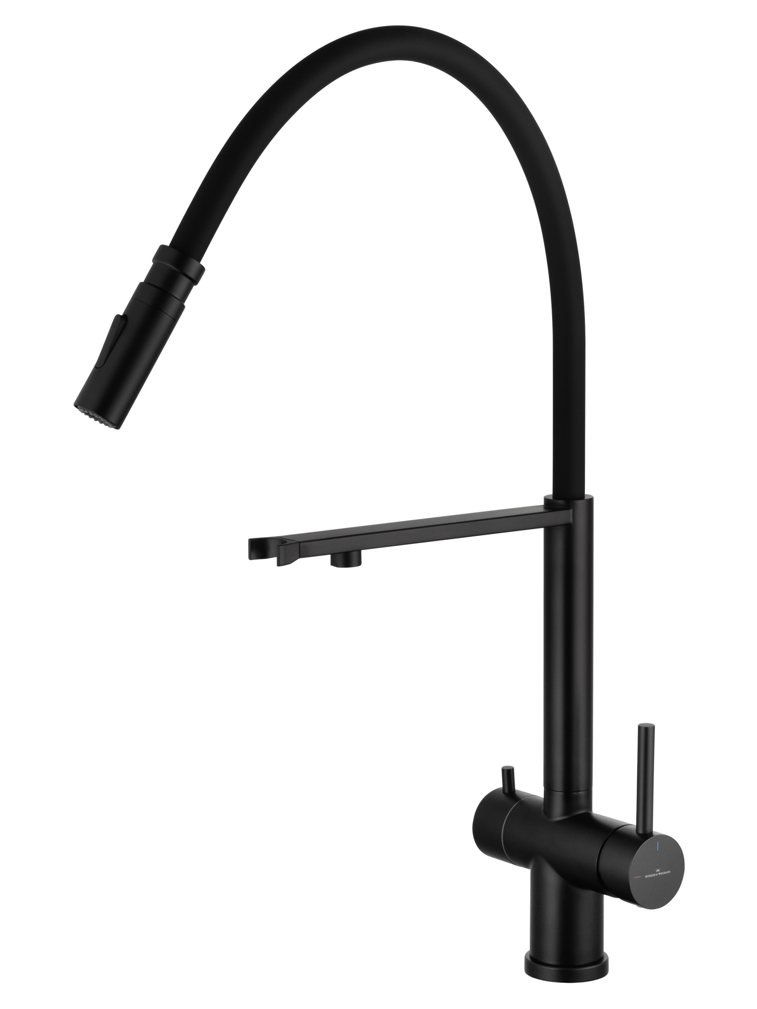 Смеситель для кухни с гибким изливом и подключением фильтра wonzon & woghand, черный матовый (ww-88458009-mb)