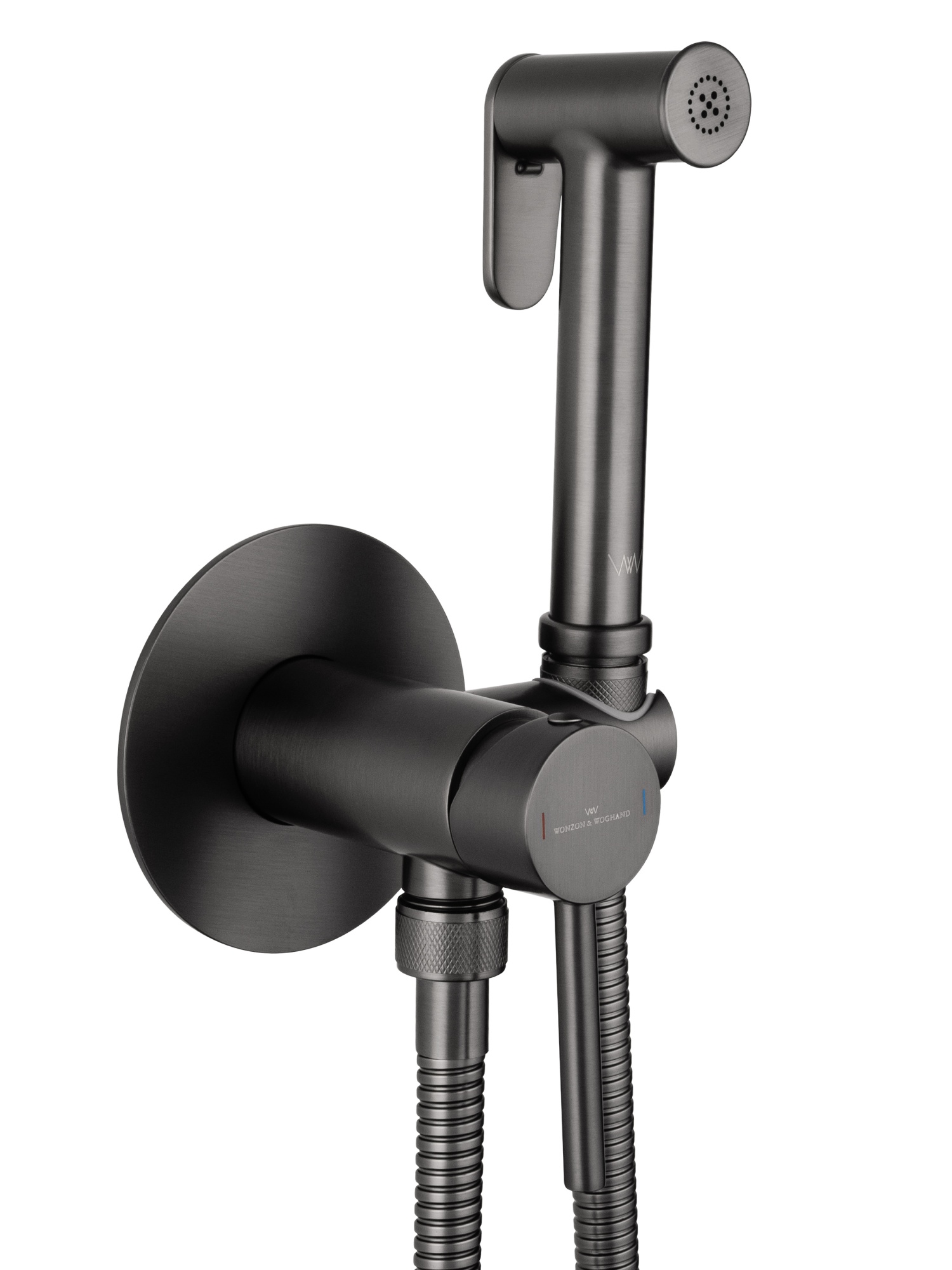 Смеситель с гигиеническим душем встраиваемый wonzon & woghand stick, темный графит (ww- 88829902-bgm)