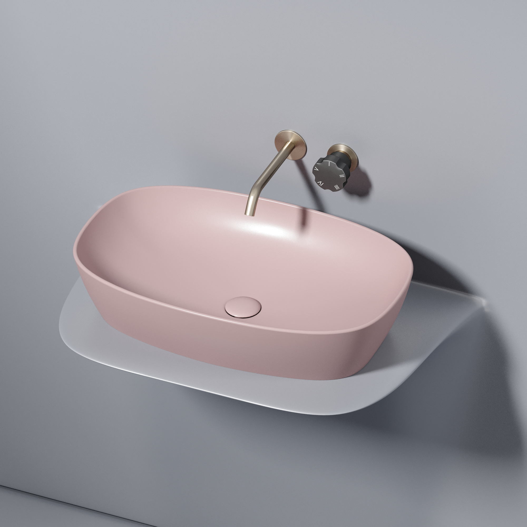 Умывальник чаша накладная овальная (цвет розовый матовый) element 600x380x138мм
