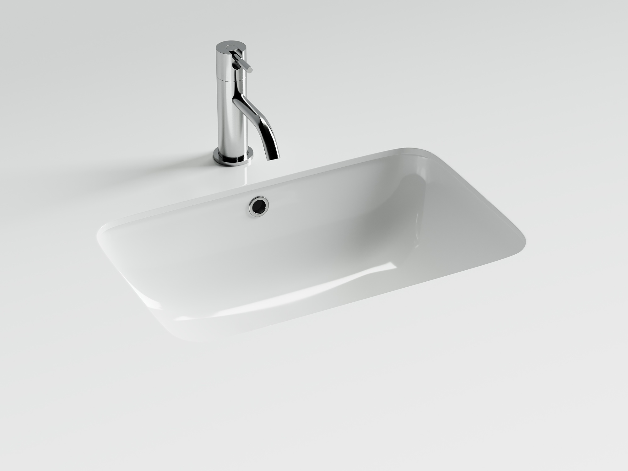 Раковина встраиваемая снизу 540x360x190 с отверстием слива перелива цвет белый cn7018