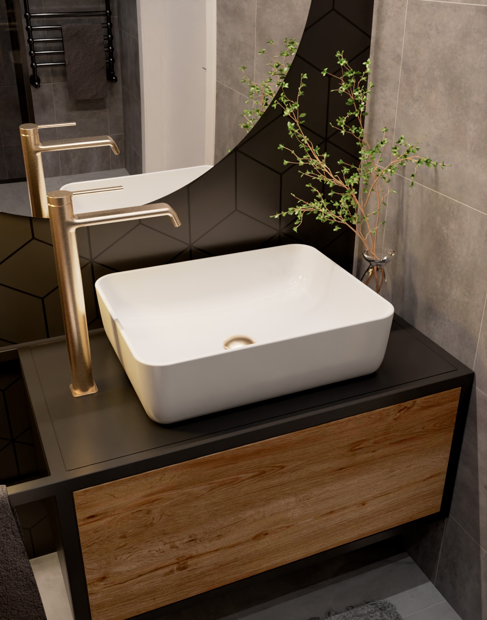 Aqm6414bg asti смеситель для раковины однорычажный, brushed gold