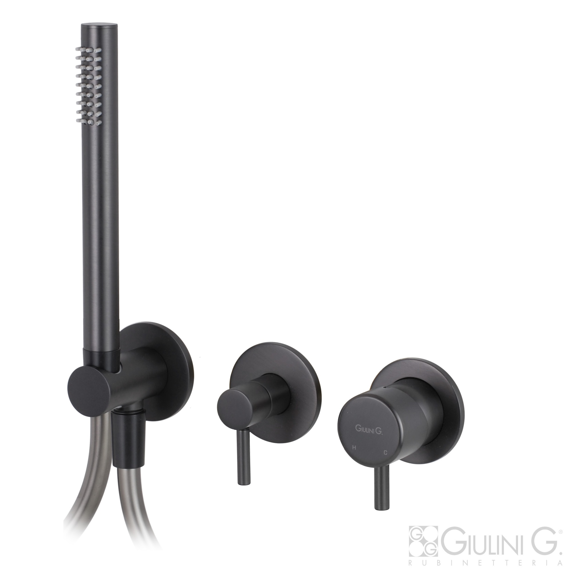 Giulini my future f59x5301epno комплект для душа на два потребителя, внешняя фурнитура, цвет черный матовый