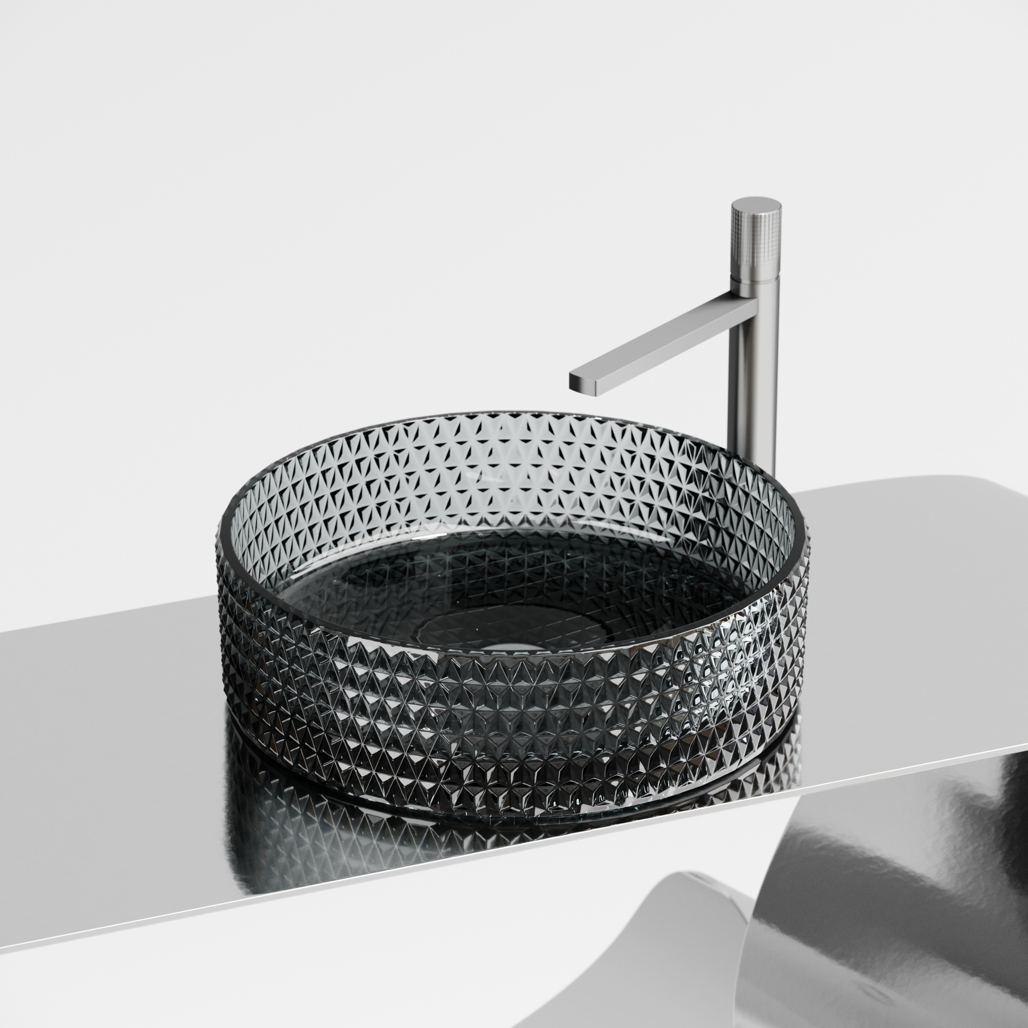 Умывальник чаша накладная круглая (цвет черный) cristal 360x360x112мм