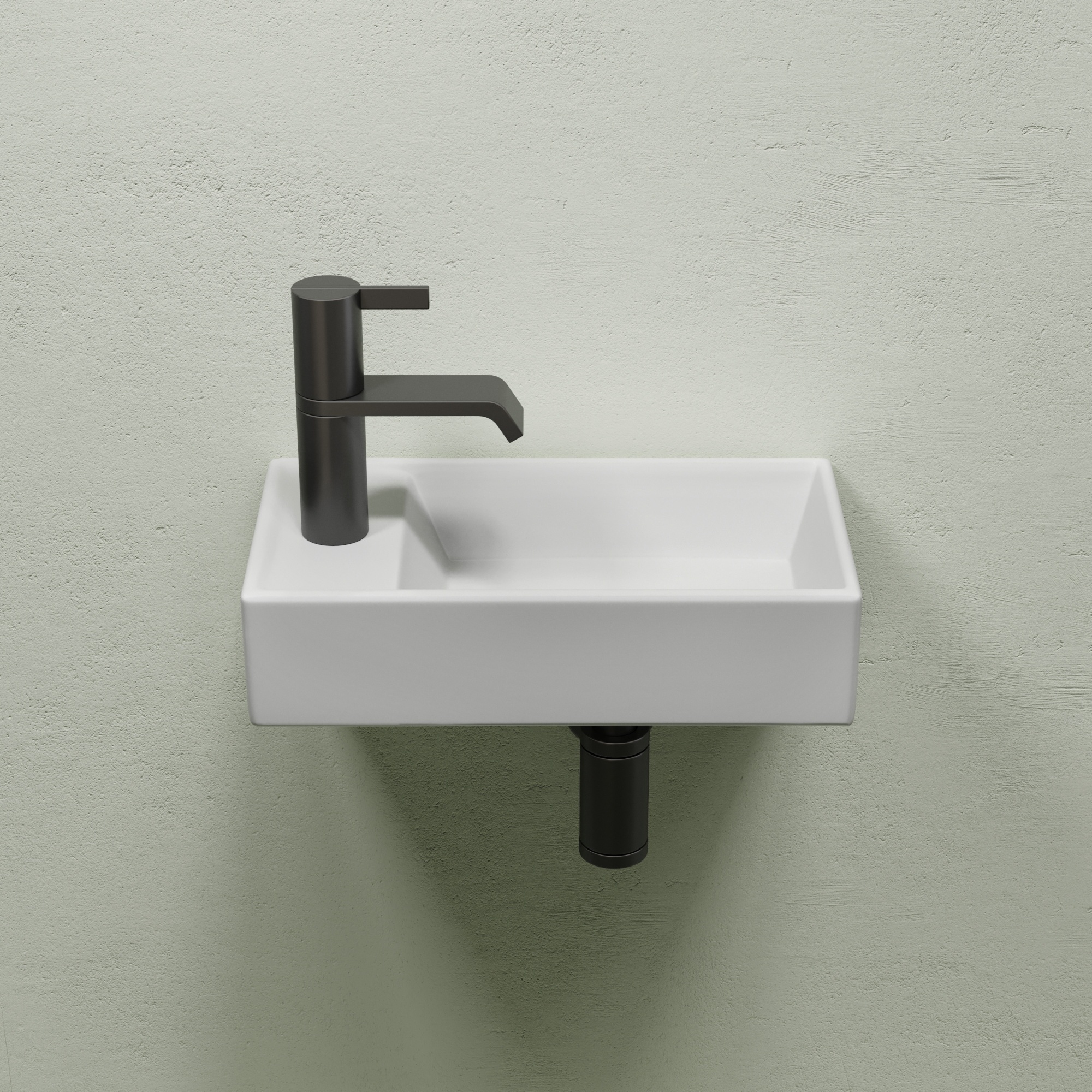 Умывальник подвесной прямоугольный (чаша справа, отверстие под смеситель слева) цвет белый матовый element 407x217x100