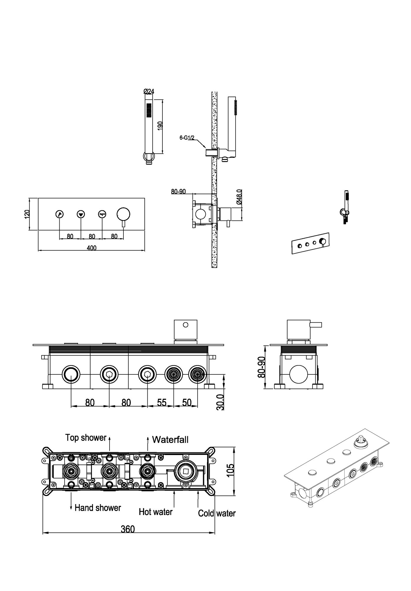 Смеситель fusion с ручным душем gun metal