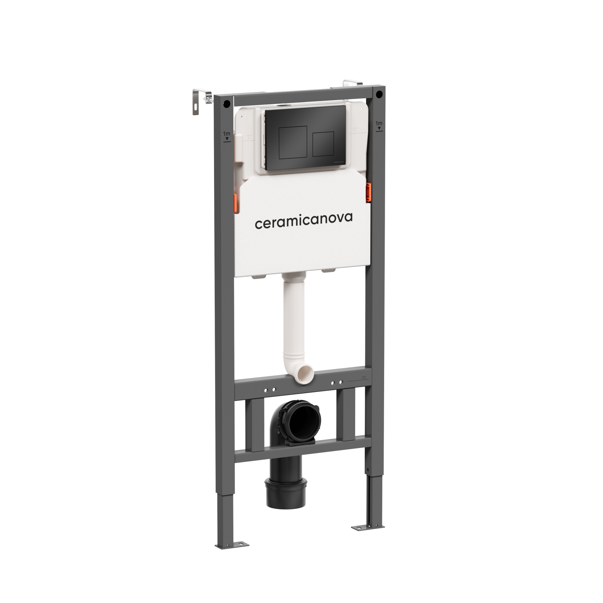 Система инсталляции для унитазов ceramicanova balance с кнопкой смыва square, цвет черный матовый, с креплениями, арт. cn121002mb