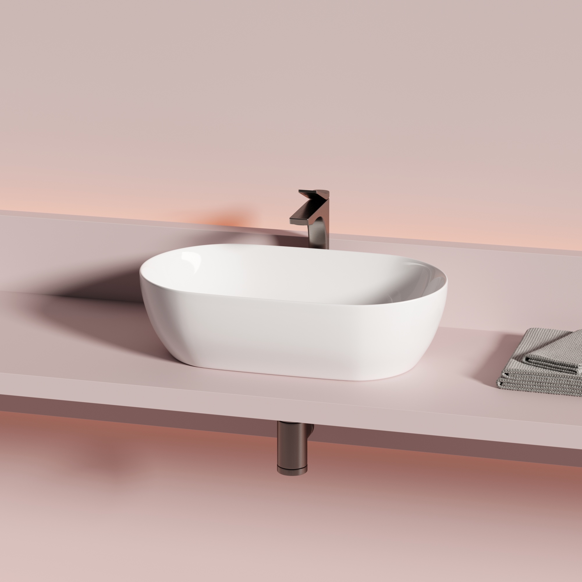 Раковина ceramicanova twist накладная овальной формы 500x300x140 белый cn12001