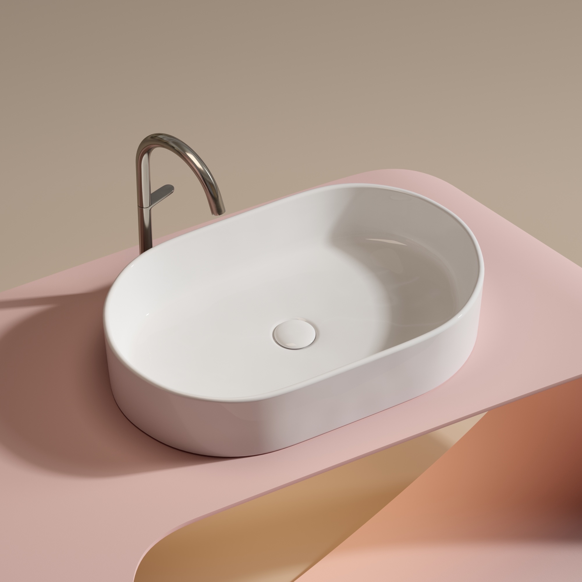 Умывальник чаша накладная овальная element 608x385x122мм