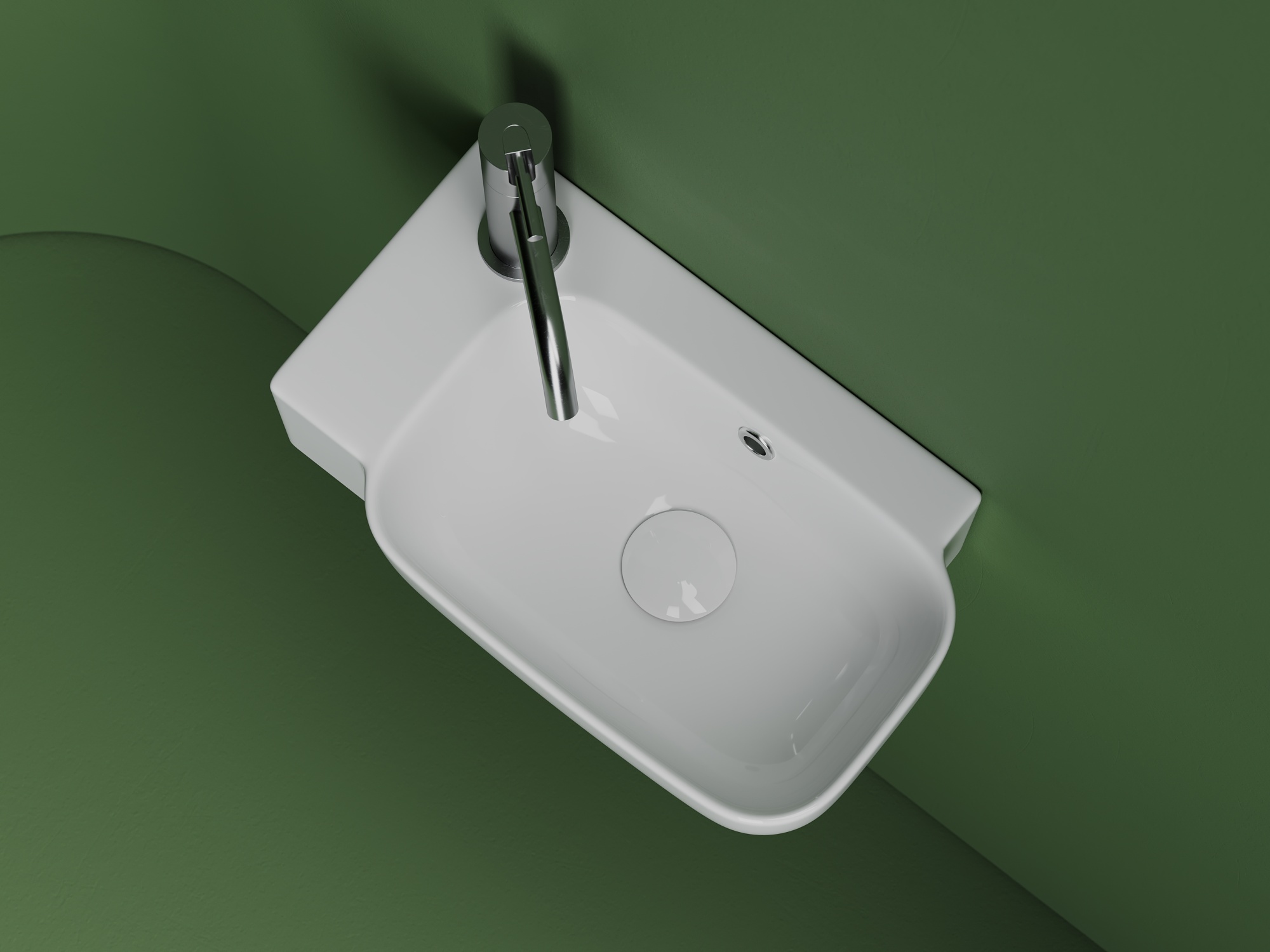 Рукомойник подвесной прямоугольный 403x249x140, с отверстием под смеситель  (чаша справа, отверстие под смеситель слева), цвет белый