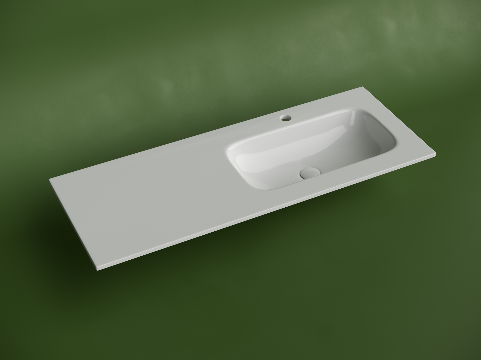 Раковина накладная мебельная grace прямоугольная 1210x457x137 с чашей справа и отверстием под смеситель цвет белый cn7021