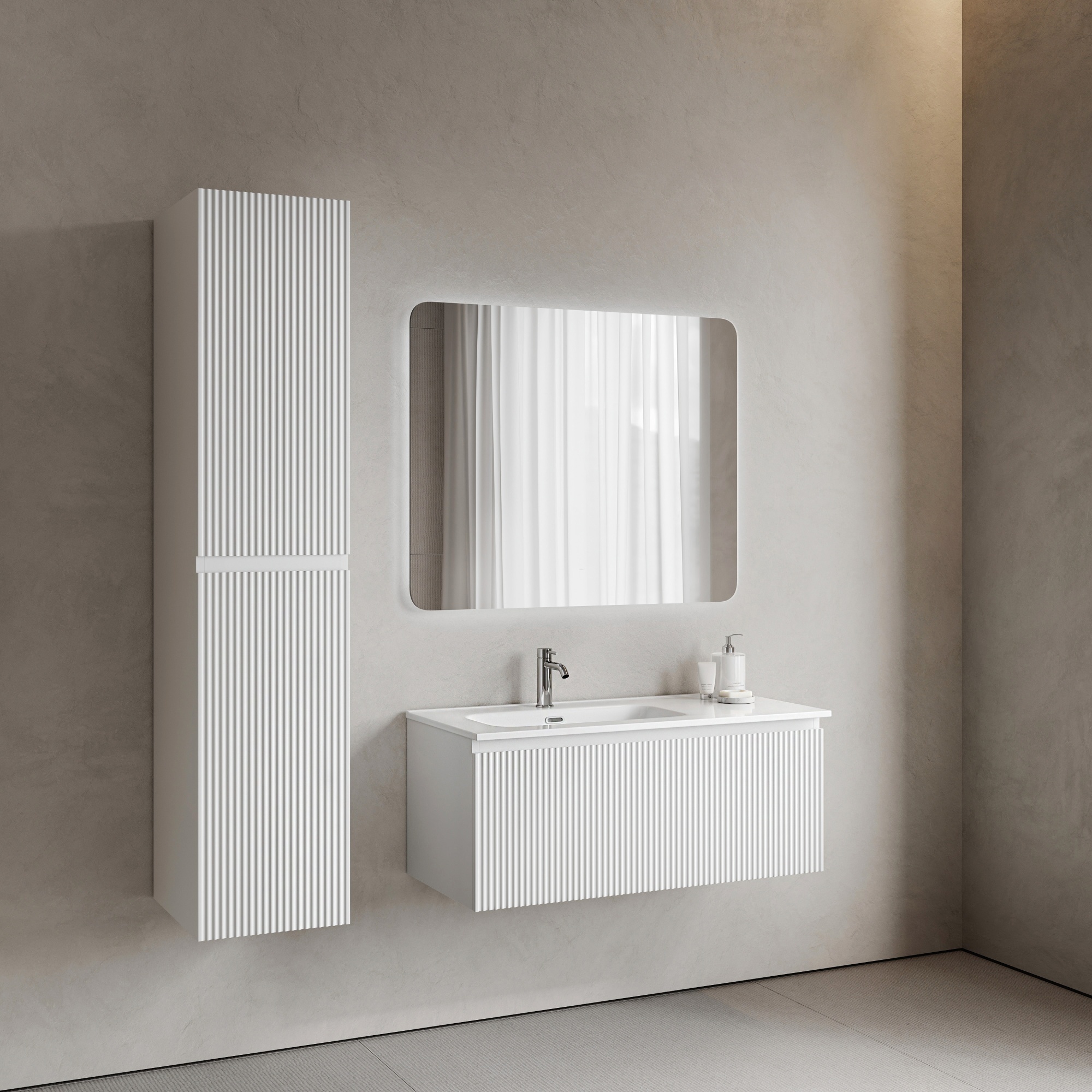 Тумба подвесная SANCOS Snob R 1.0 995х445х406, c одним ящиком оснащенным доводчиками, Bianco , арт.SNR1.0100LW