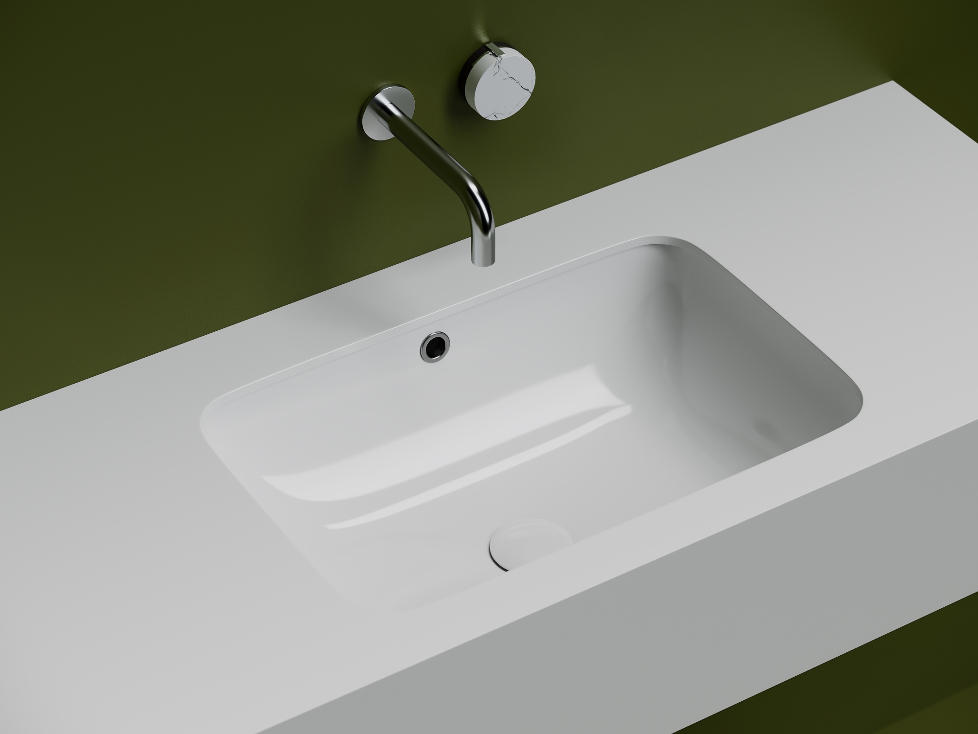 Раковина встраиваемая снизу 540x360x190 с отверстием слива перелива цвет белый cn7018