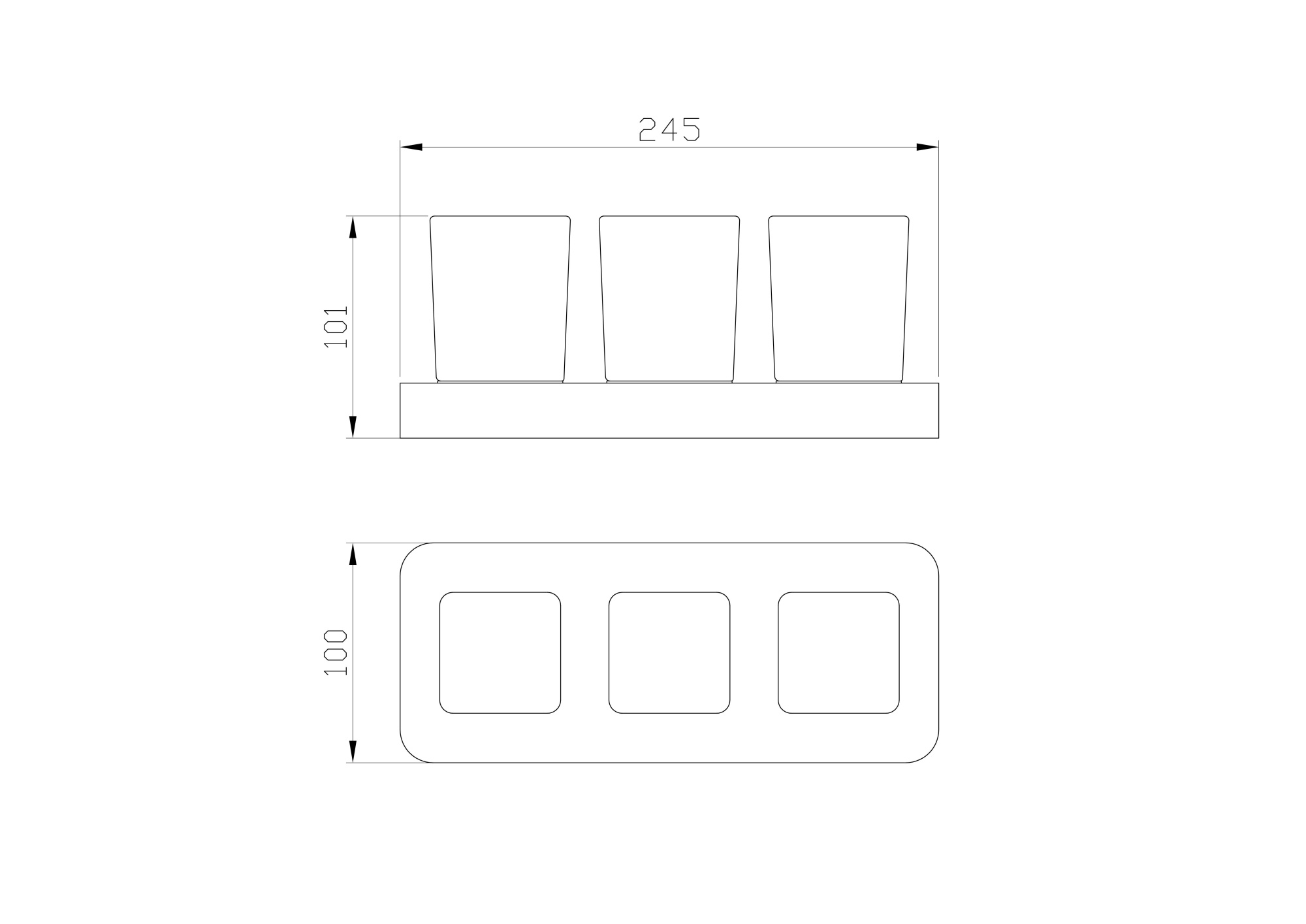 Три стакана для зубных щеток с держателем wonzon & woghand lotte, брашированное золото (ww-8338-bg)