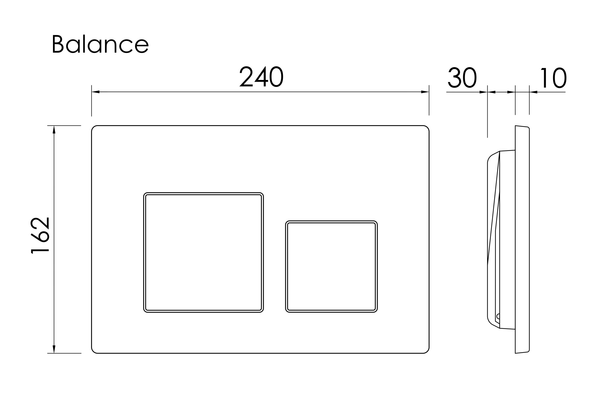 Кнопка смыва balance, клавиши square, цвет хром матовый, арт. cn12-002m