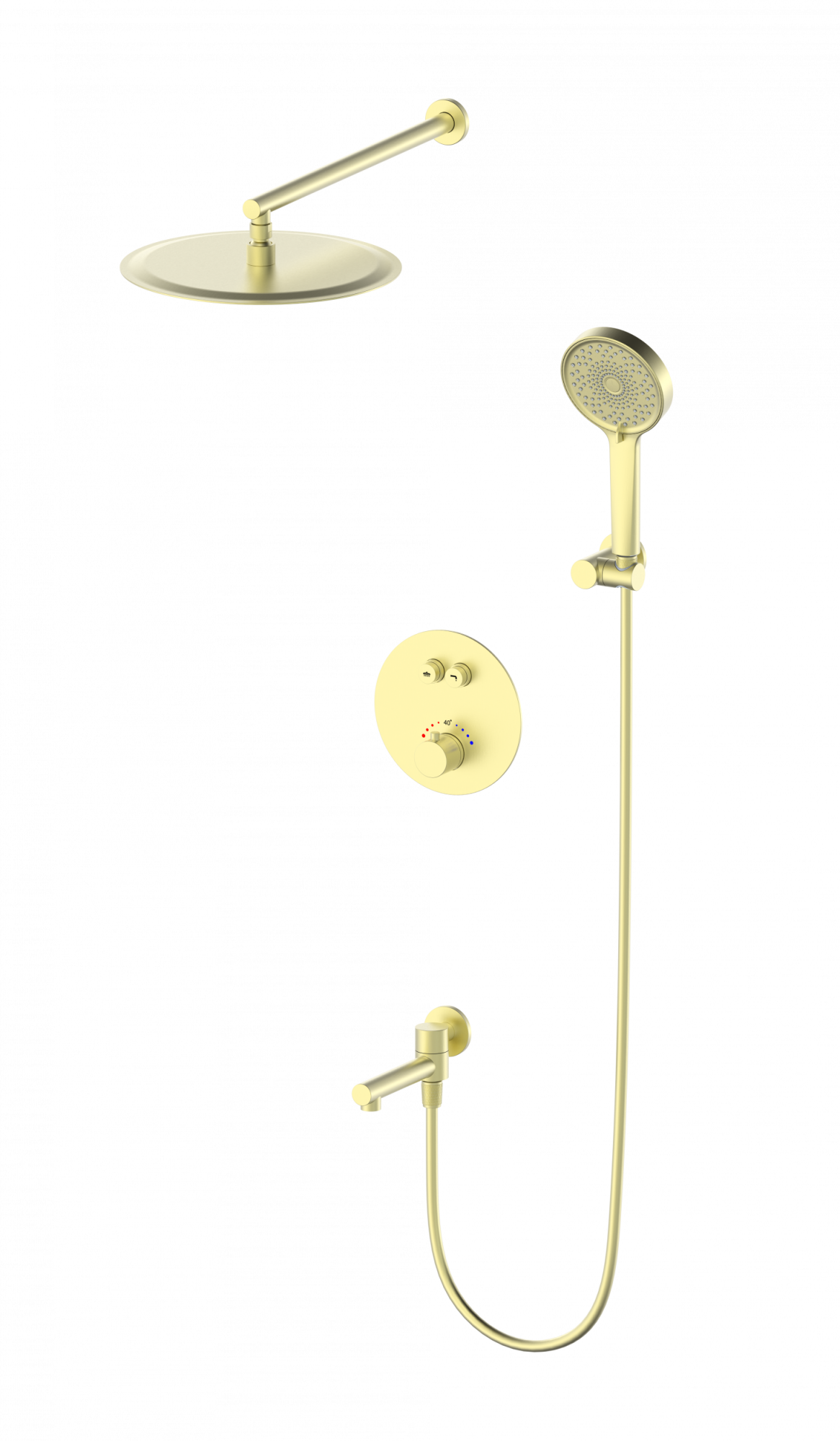 Душевая система с термостатом встраиваемая wonzon & woghand stick, брашированное золото (ww-88929010-bg)