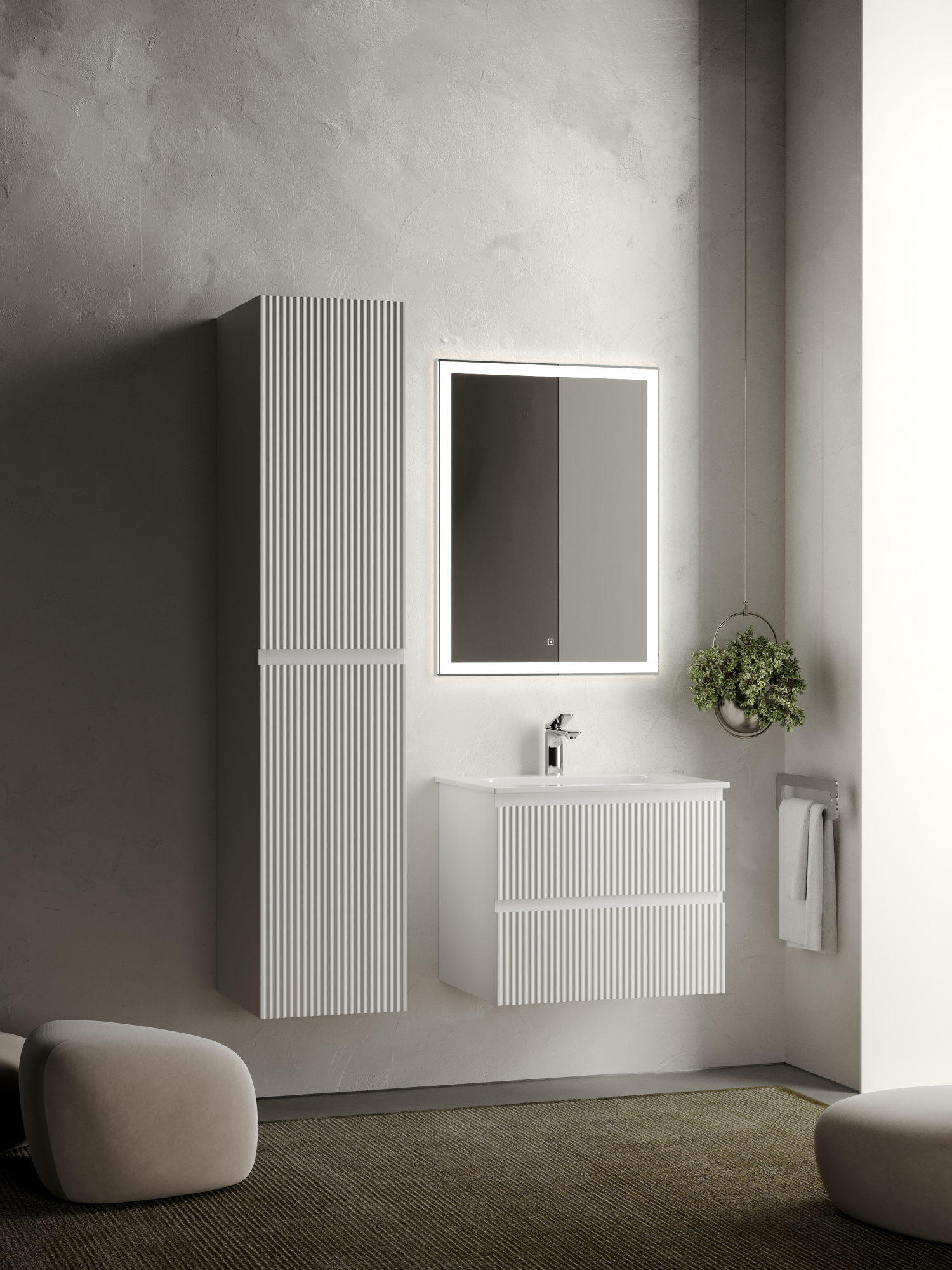 Тумба подвесная sancos snob r 590х445х500, c двумя ящиками оснащенными доводчиками, bianco, арт.snr60w