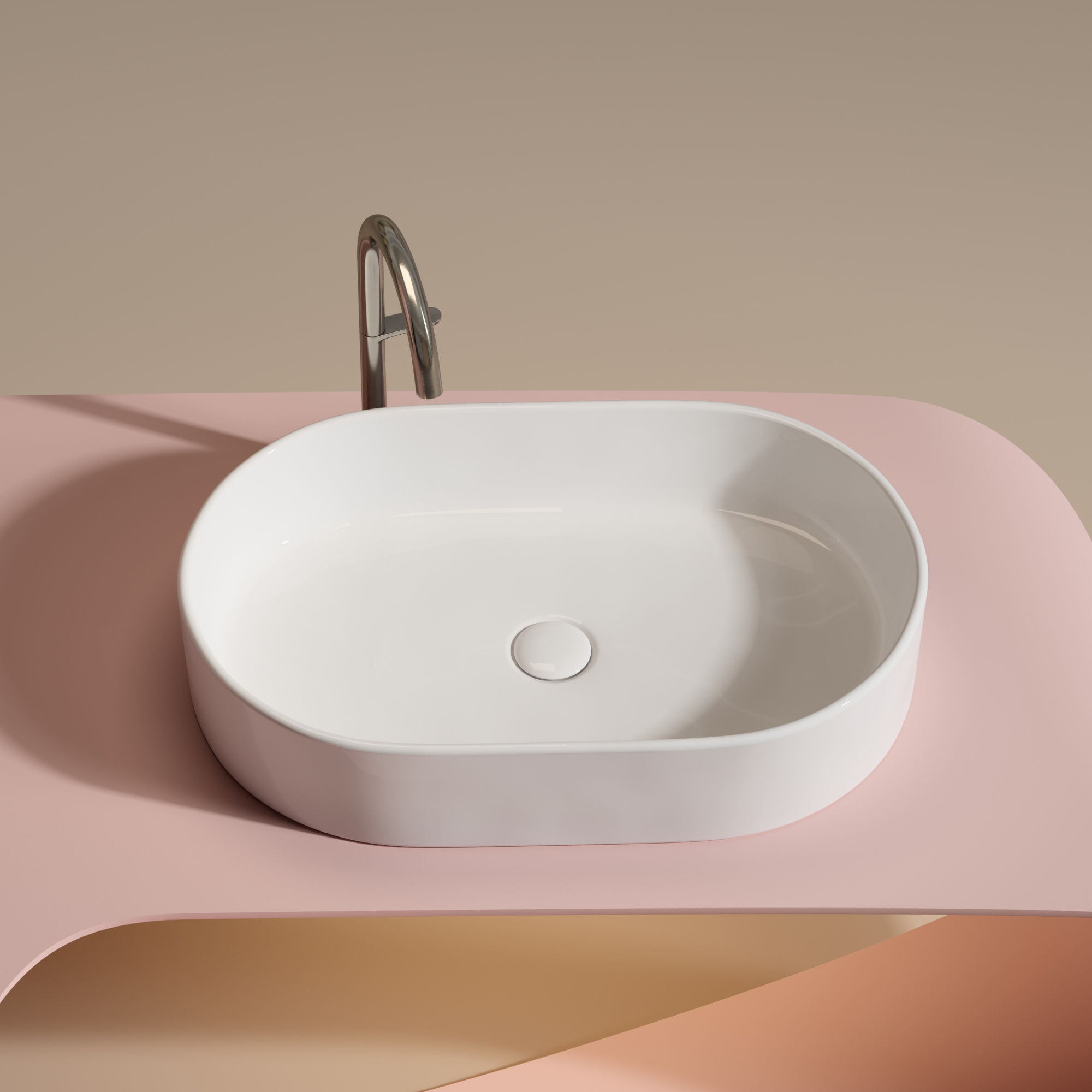 Умывальник чаша накладная овальная element 608x385x122мм