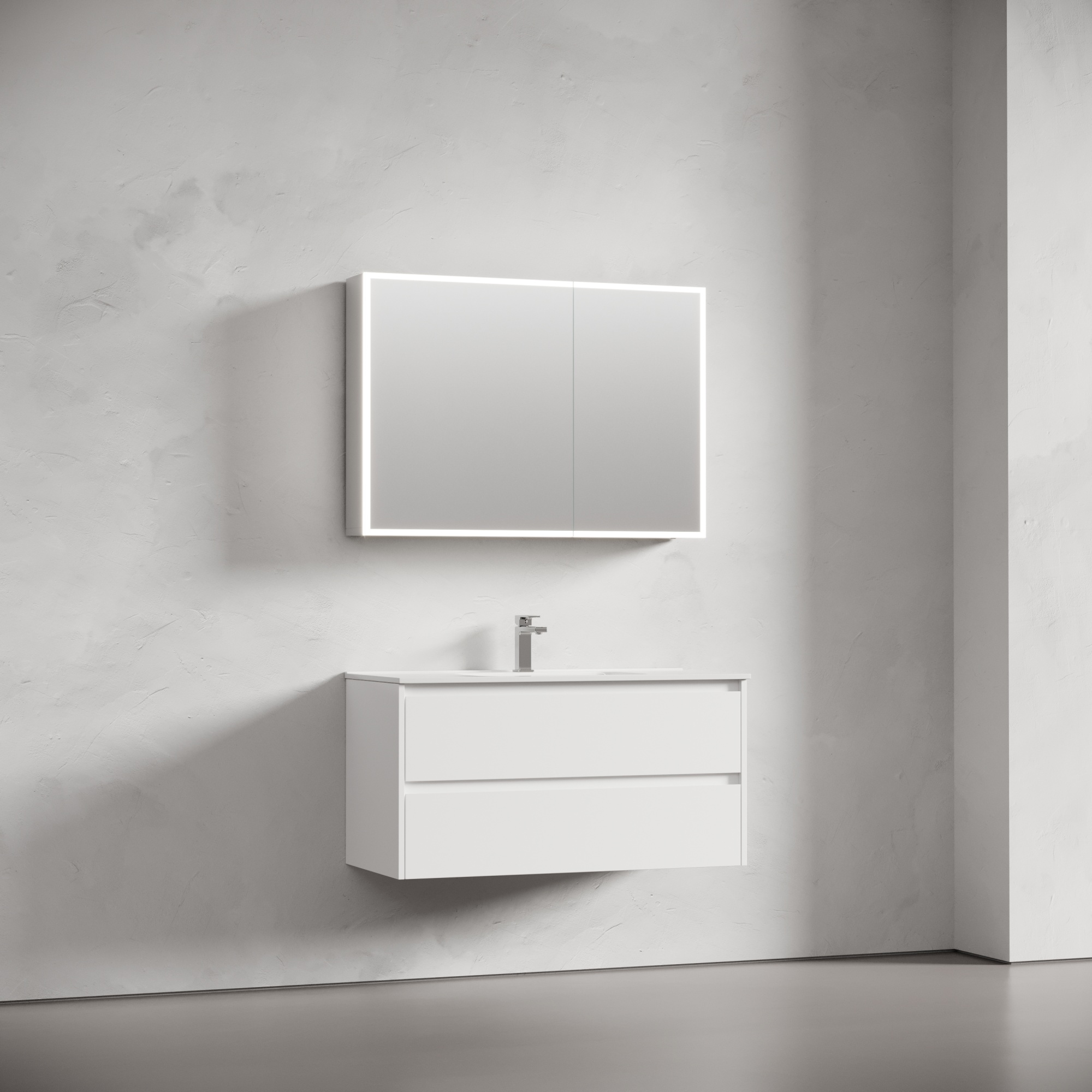 Зеркальный шкаф для ванной комнаты из алюминия sancos evoke1000x700х136 мм с led подсветкой, арт. sc80100