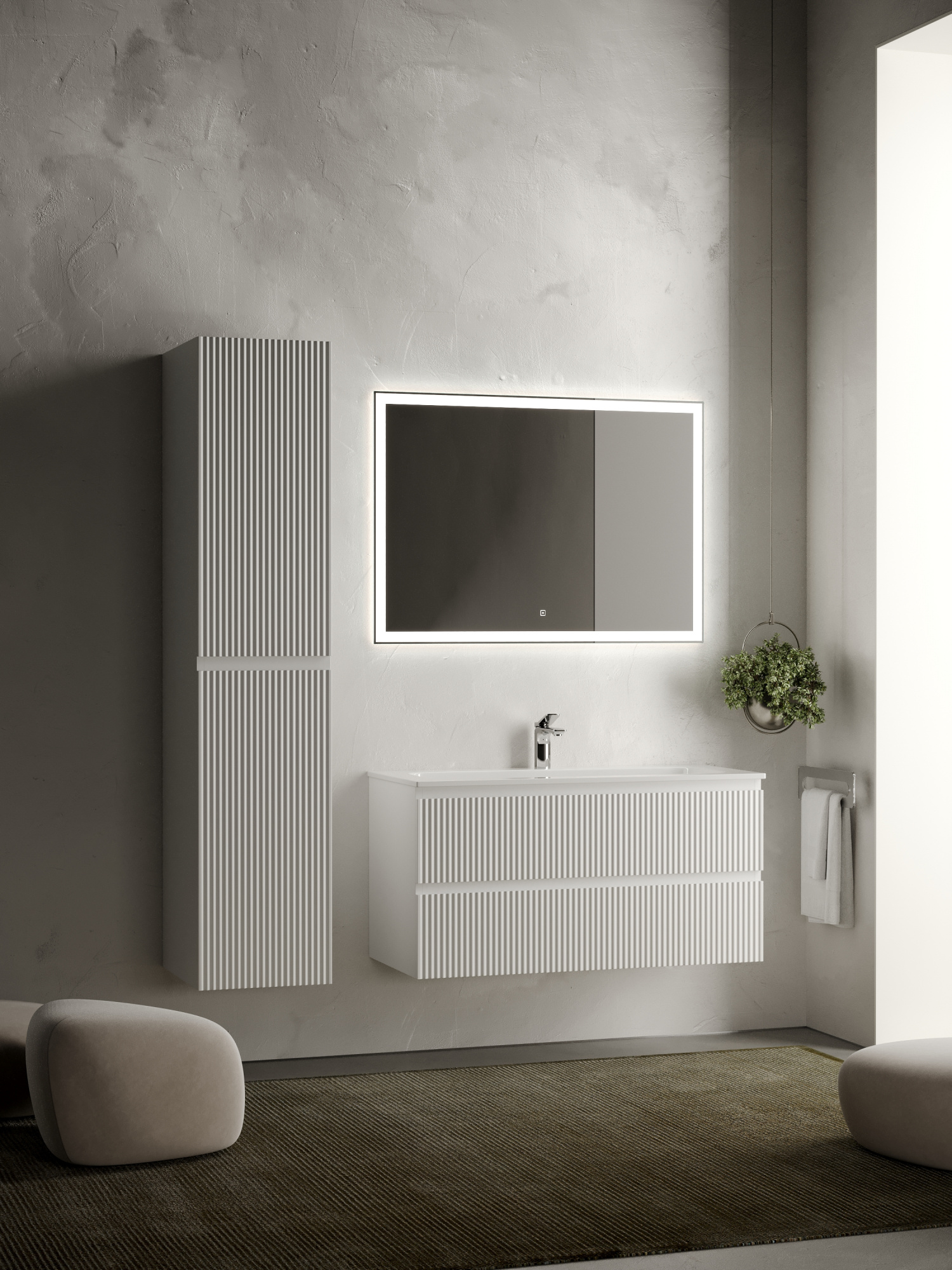 Тумба подвесная sancos snob r 995х445х500, c двумя ящиками оснащенными доводчиками, bianco, арт.snr100w