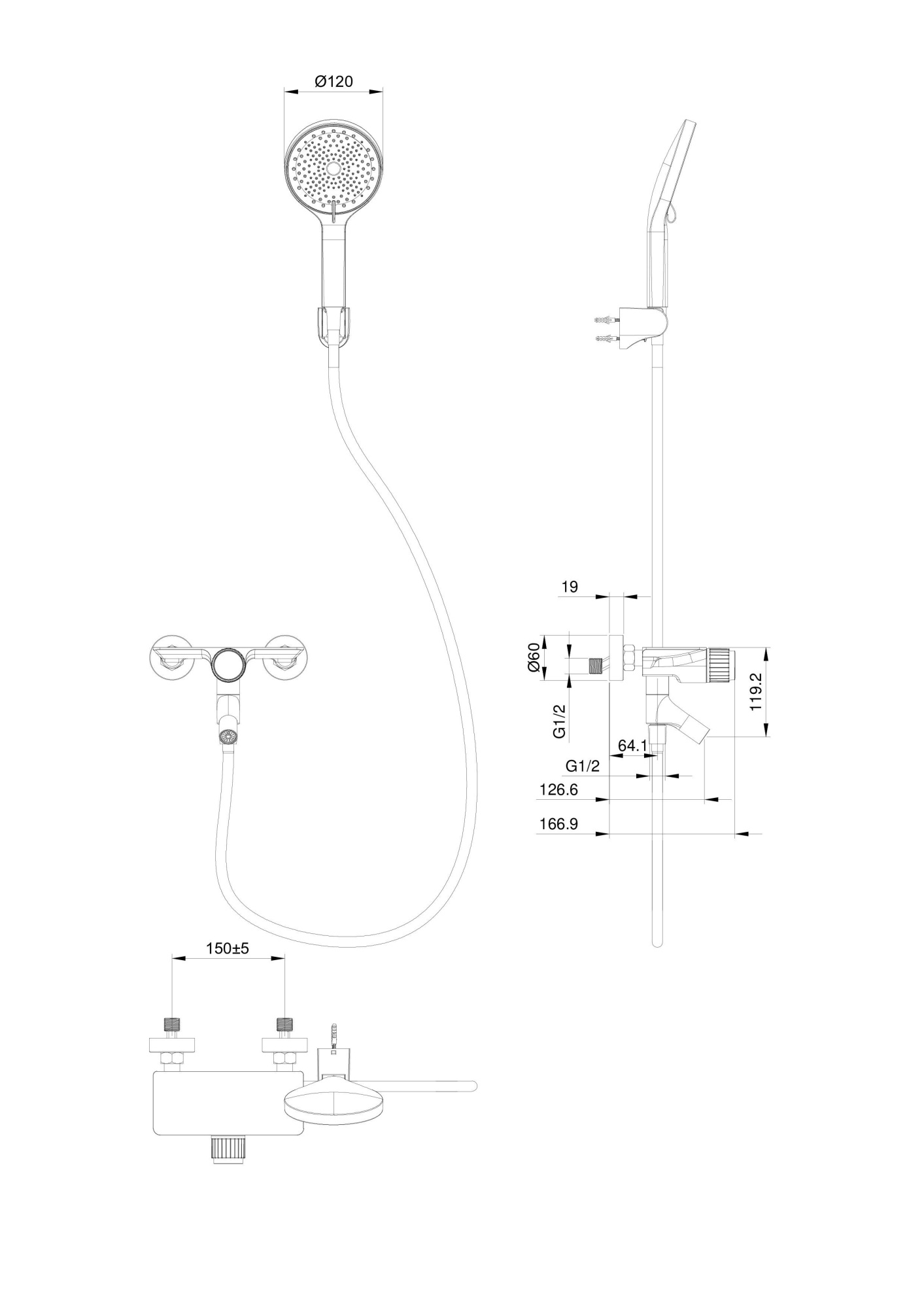Смеситель для ванны с душем wonzon & woghand click, черный матовый (ww-fe05l221-mb)