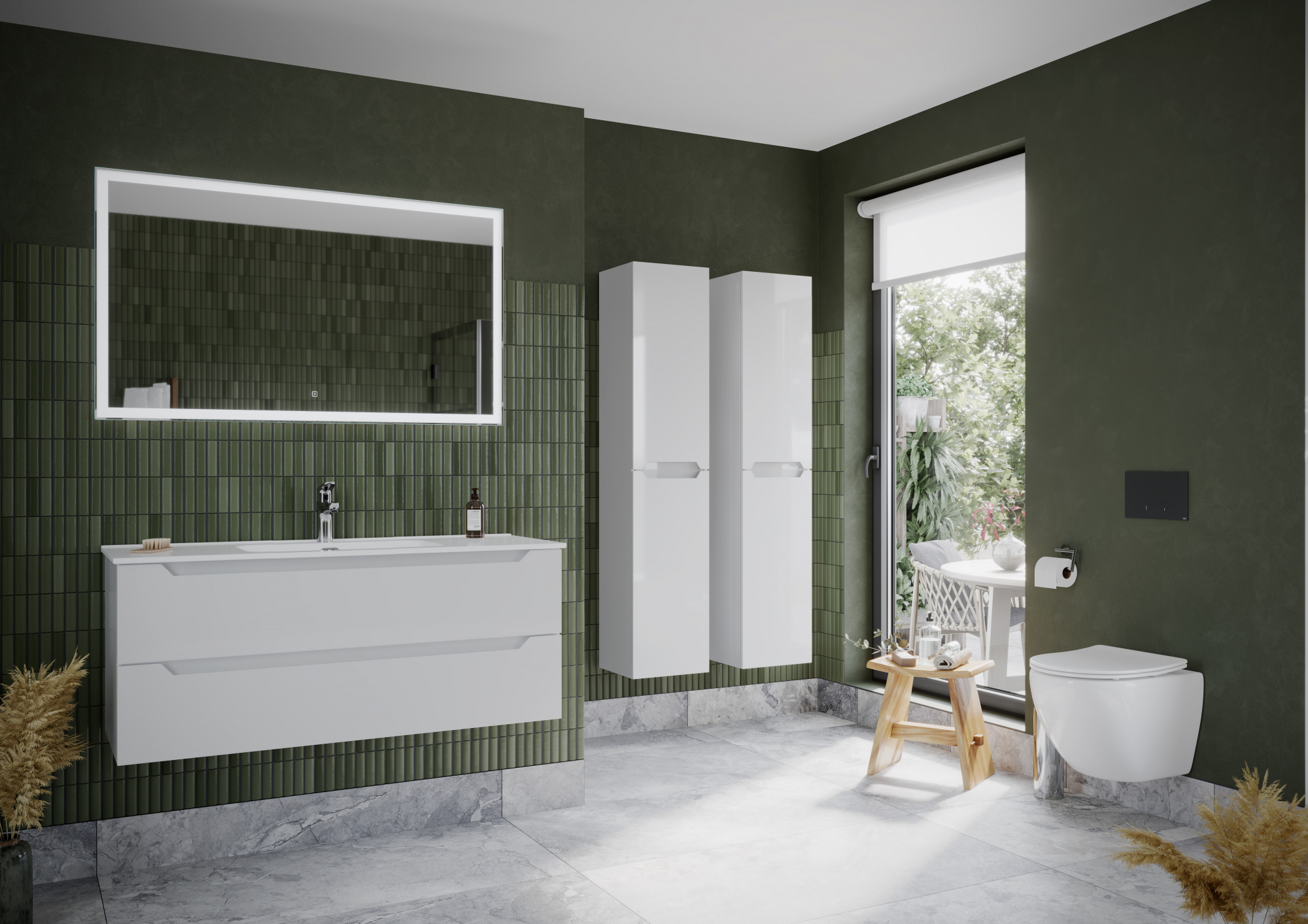 Тумба подвесная sancos norma 2.0 1190х450х500, c двумя ящиками оснащенными доводчиками, белый глянец , арт. nr2.120-1w